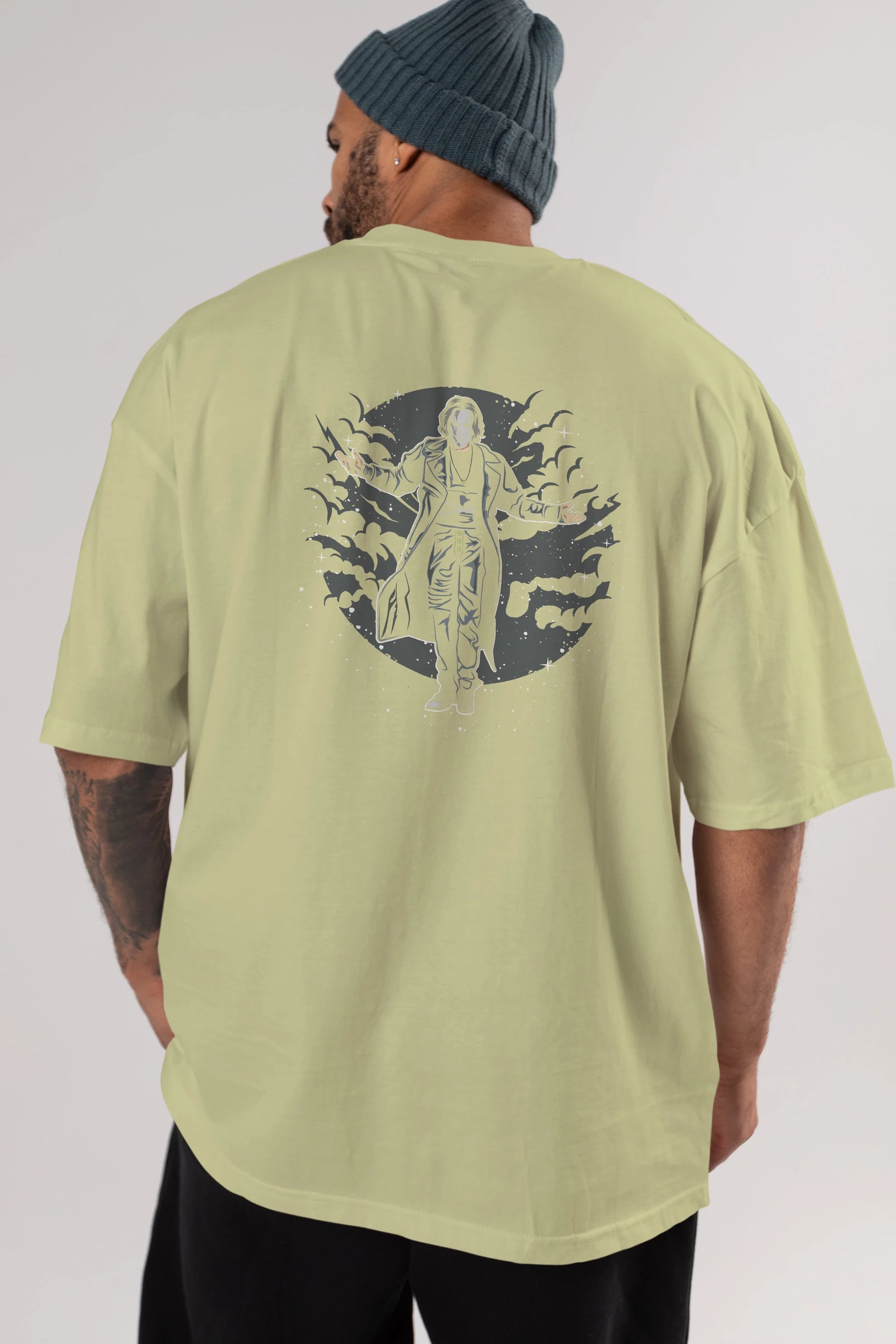 The Crow Arka Baskılı Oversize t-shirt Erkek Kadın Unisex %100 Pamuk