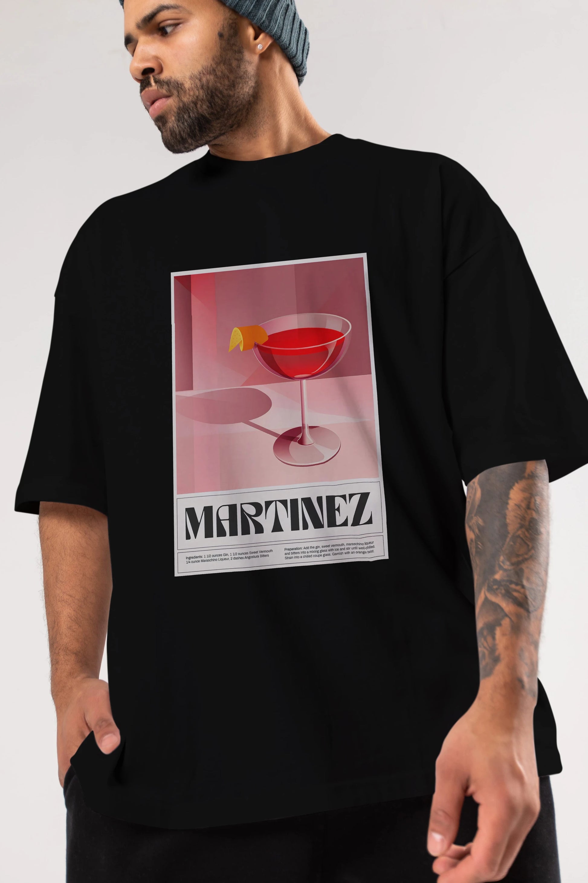 Martinez Ön Baskılı Oversize t-shirt Erkek Kadın Unisex %100 Pamuk Bisiklet Yaka tişort