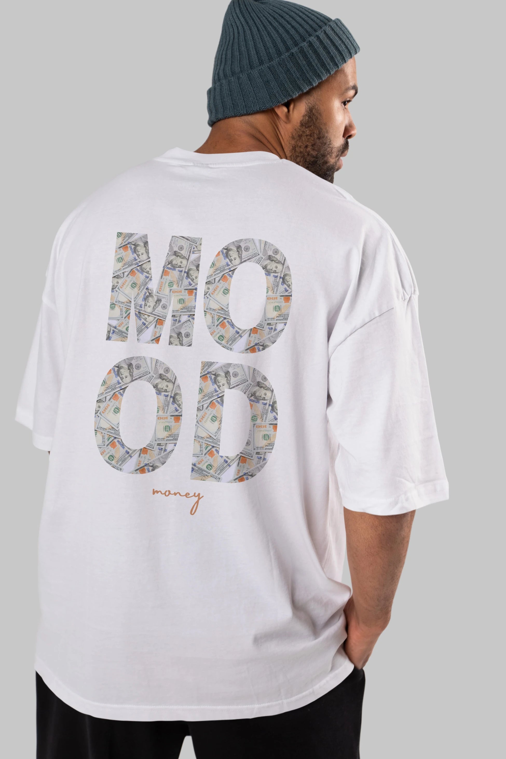 Mood Money Yazılı Arka Baskılı Oversize t-shirt Erkek Kadın Unisex