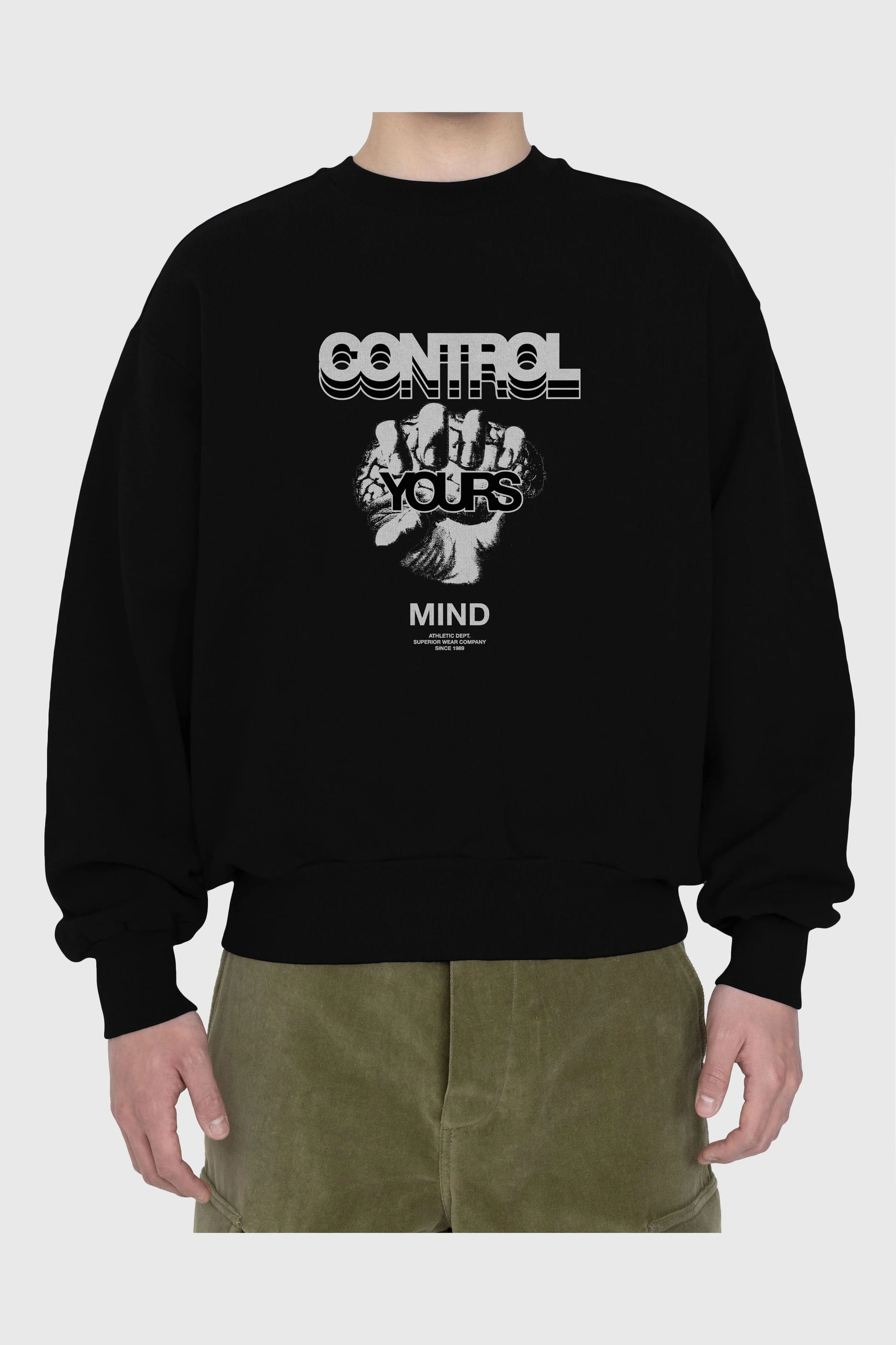 Control Your Mind Ön Baskılı Oversize Sweatshirt Erkek Kadın Unisex