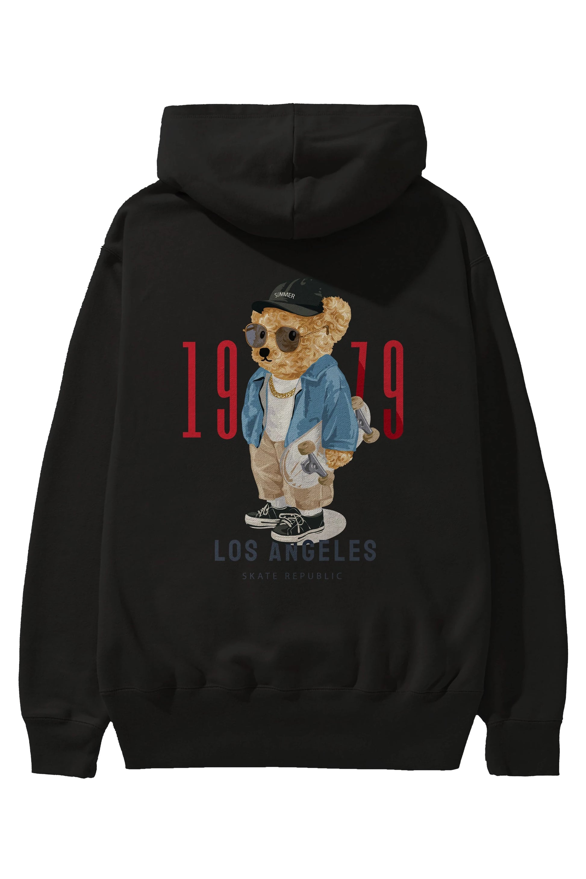 Teddy Bear Los Angeles Arka Baskılı Hoodie Oversize Kapüşonlu Sweatshirt Erkek Kadın Unisex