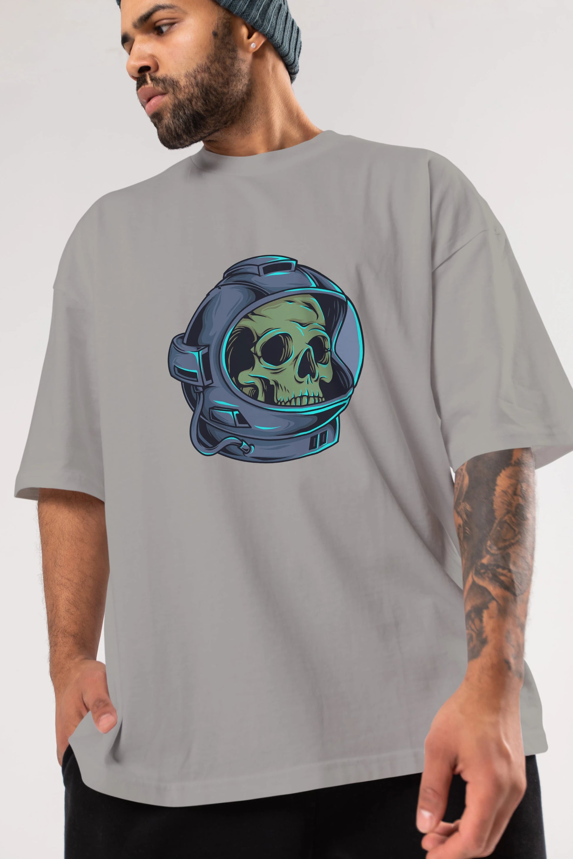 Astroskull Ön Baskılı Oversize t-shirt Erkek Kadın Unisex