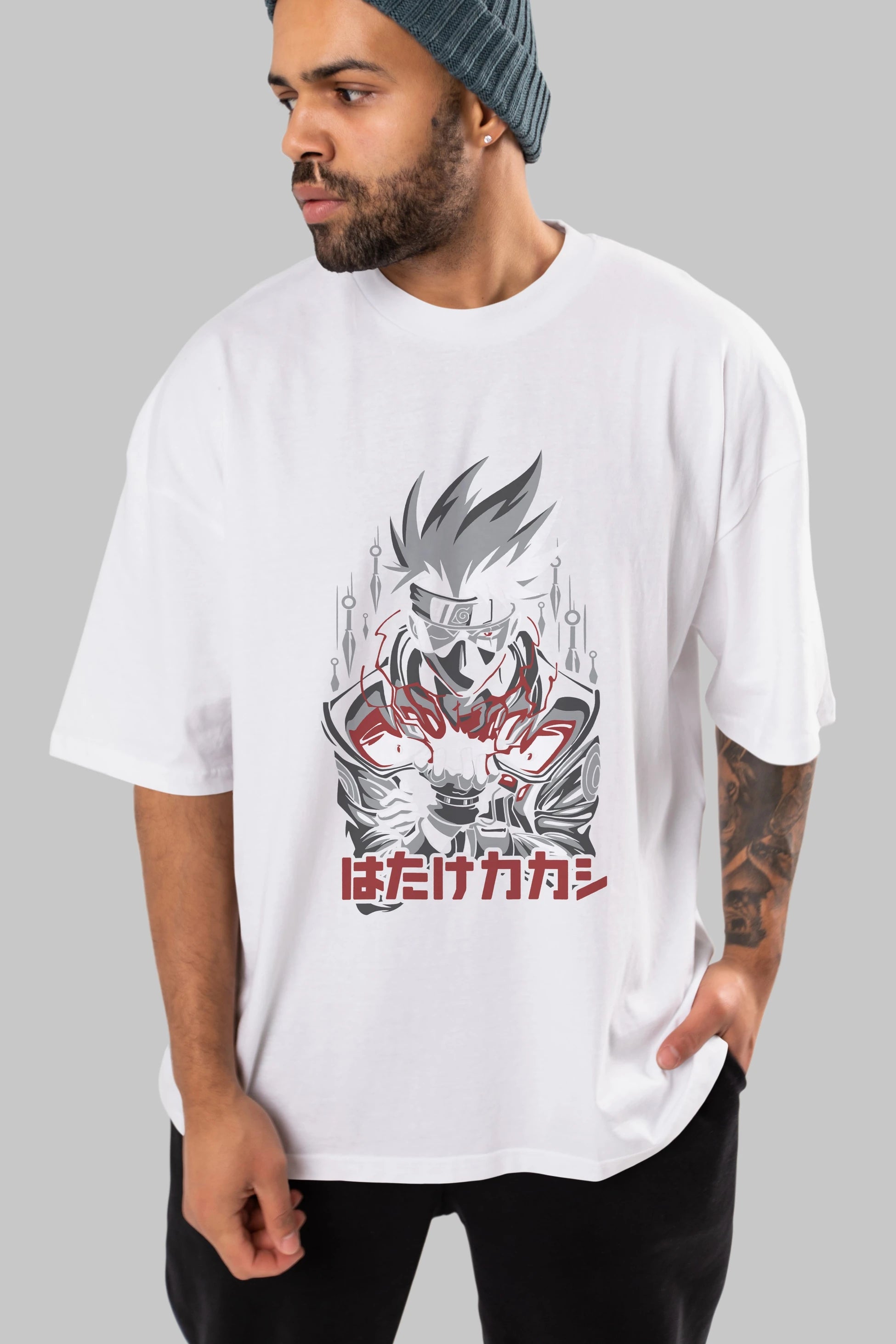 KAKASHI HATAKE NARUTO 1 Anime Ön Baskılı Oversize t-shirt %100 pamuk Erkek Kadın Unisex