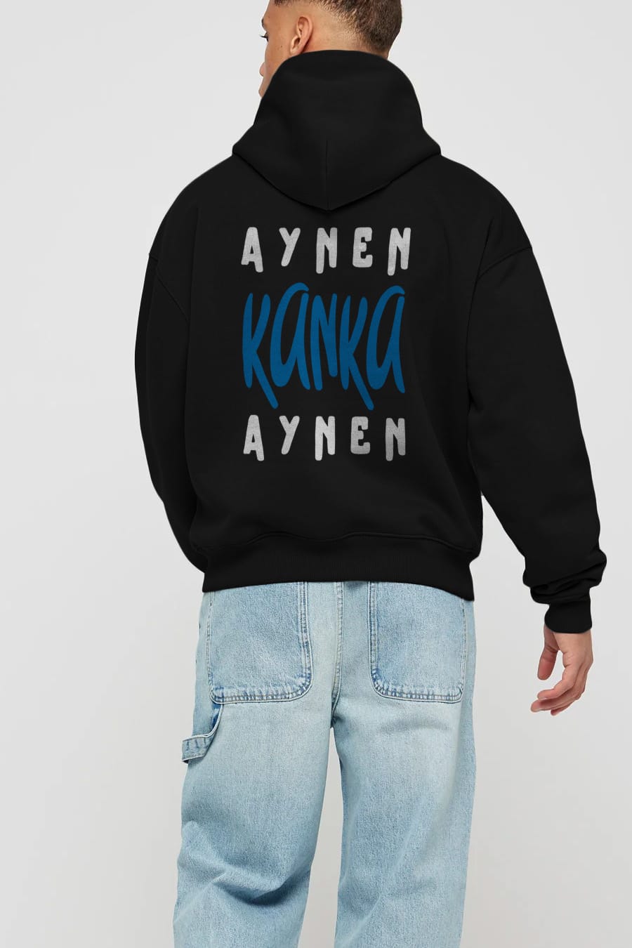 Aynen Kanka Aynen Yazılı Arka Baskılı Oversize Hoodie Kapüşonlu Sweatshirt Erkek Kadın Unisex