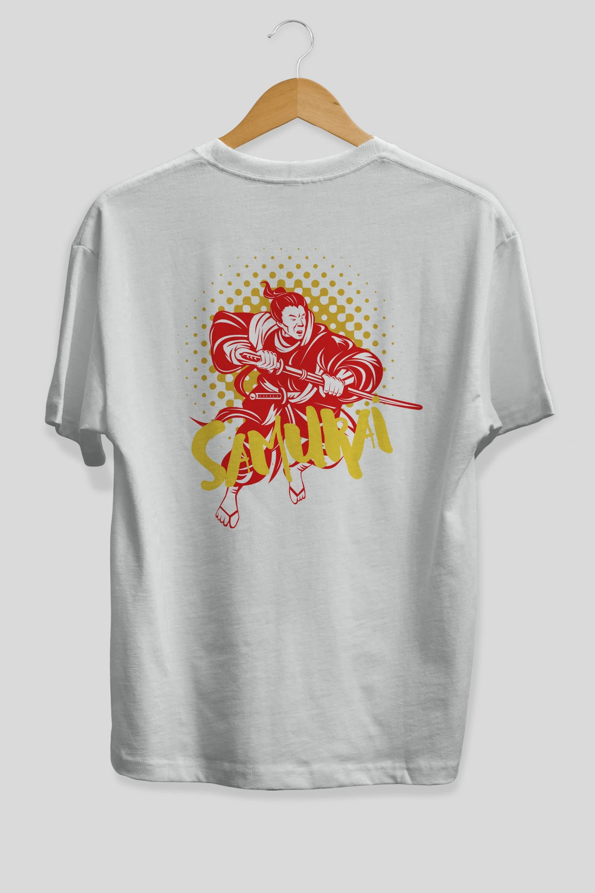 Samurai Arka Baskılı Oversize t-shirt Erkek Kadın Unisex
