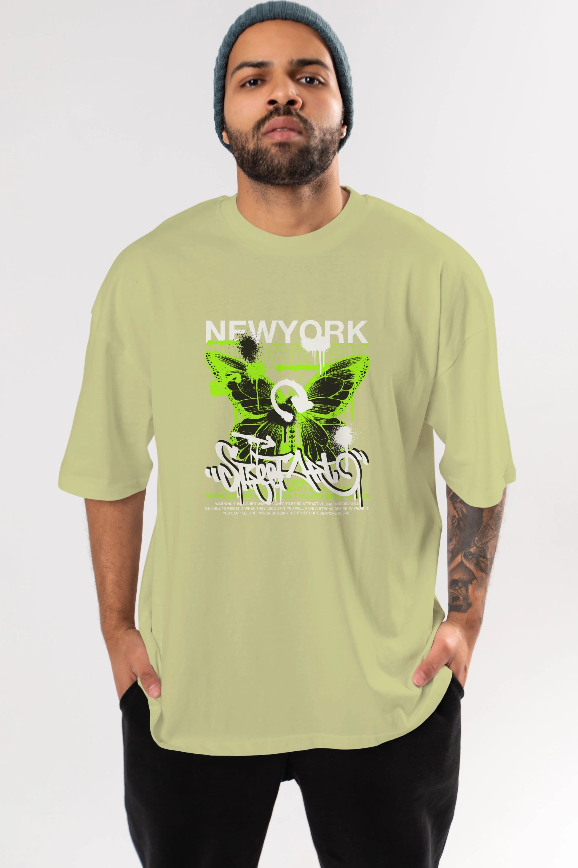 New York Street Style Ön Baskılı Oversize t-shirt Erkek Kadın Unisex