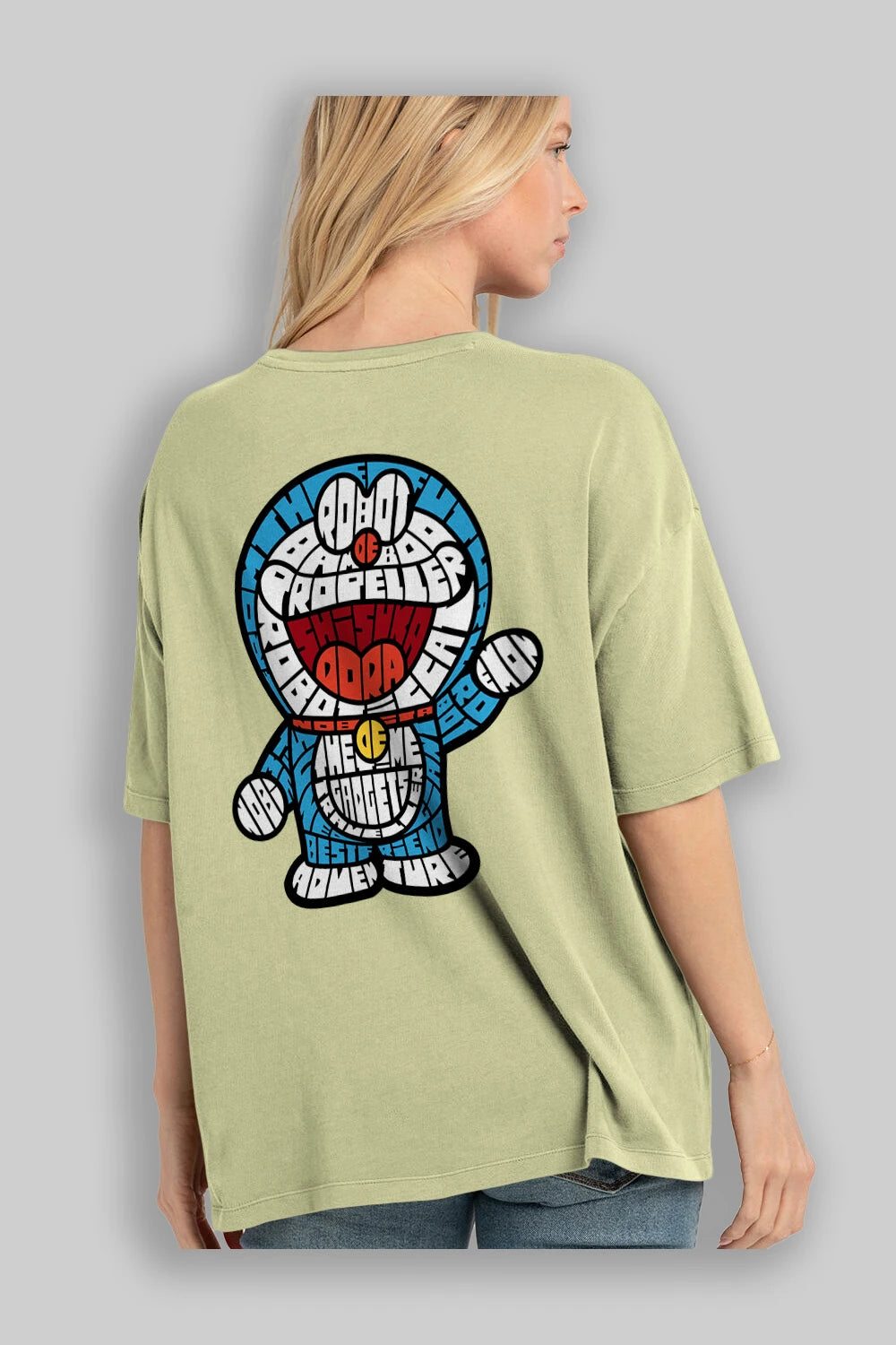 Robotic cat Arka Baskılı Oversize t-shirt %100 pamuk Erkek Kadın Unisex
