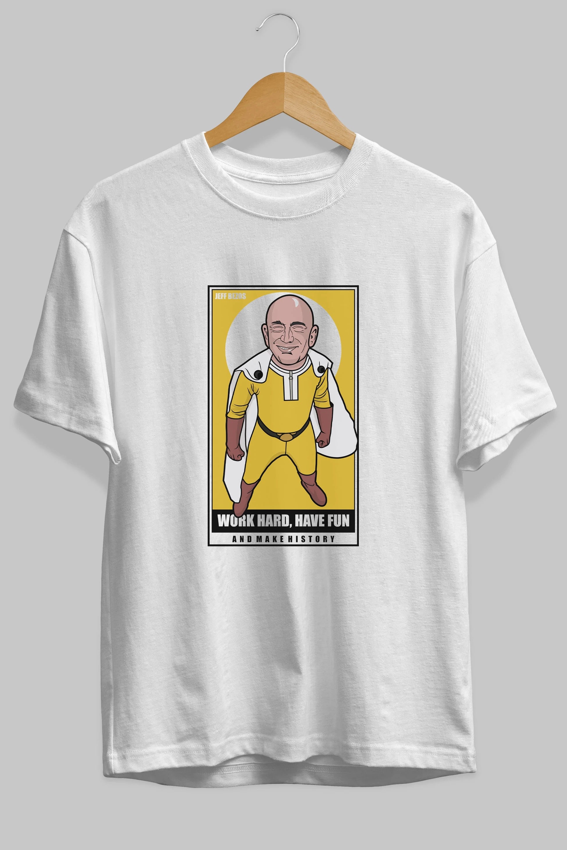Jeff Bezos Saitama Ön Baskılı Oversize t-shirt Erkek Kadın Unisex %100 Pamuk tişort