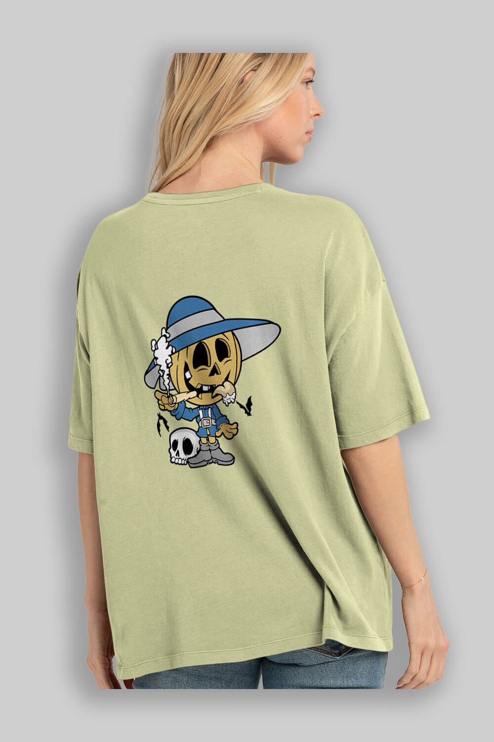 Halloween Kid Arka Baskılı Oversize t-shirt Erkek Kadın Unisex %100 Pamuk tişort