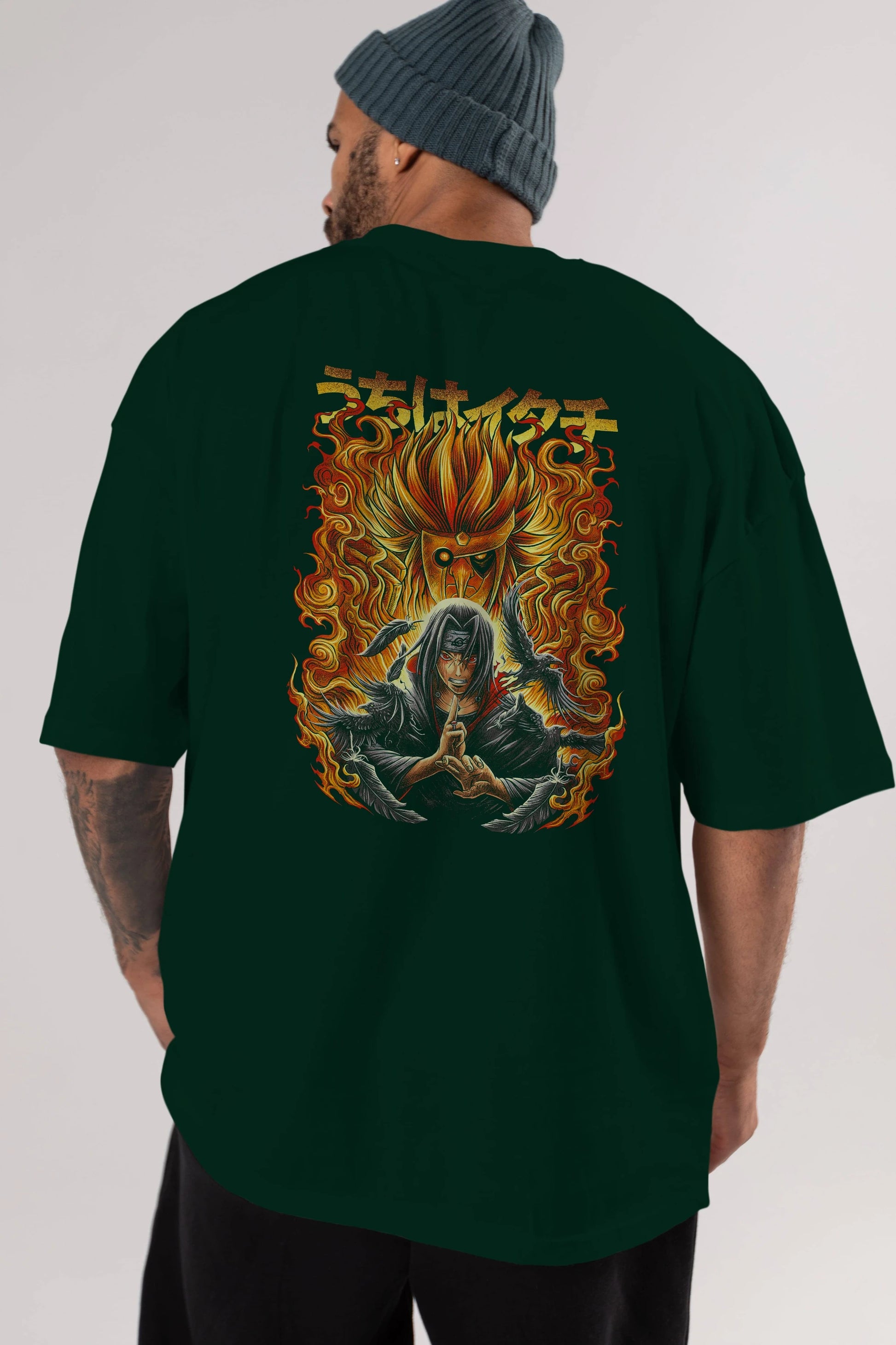 NARUTO ITACHI UCHIHA Anime Arka Baskılı Oversize t-shirt Erkek Kadın Unisex
