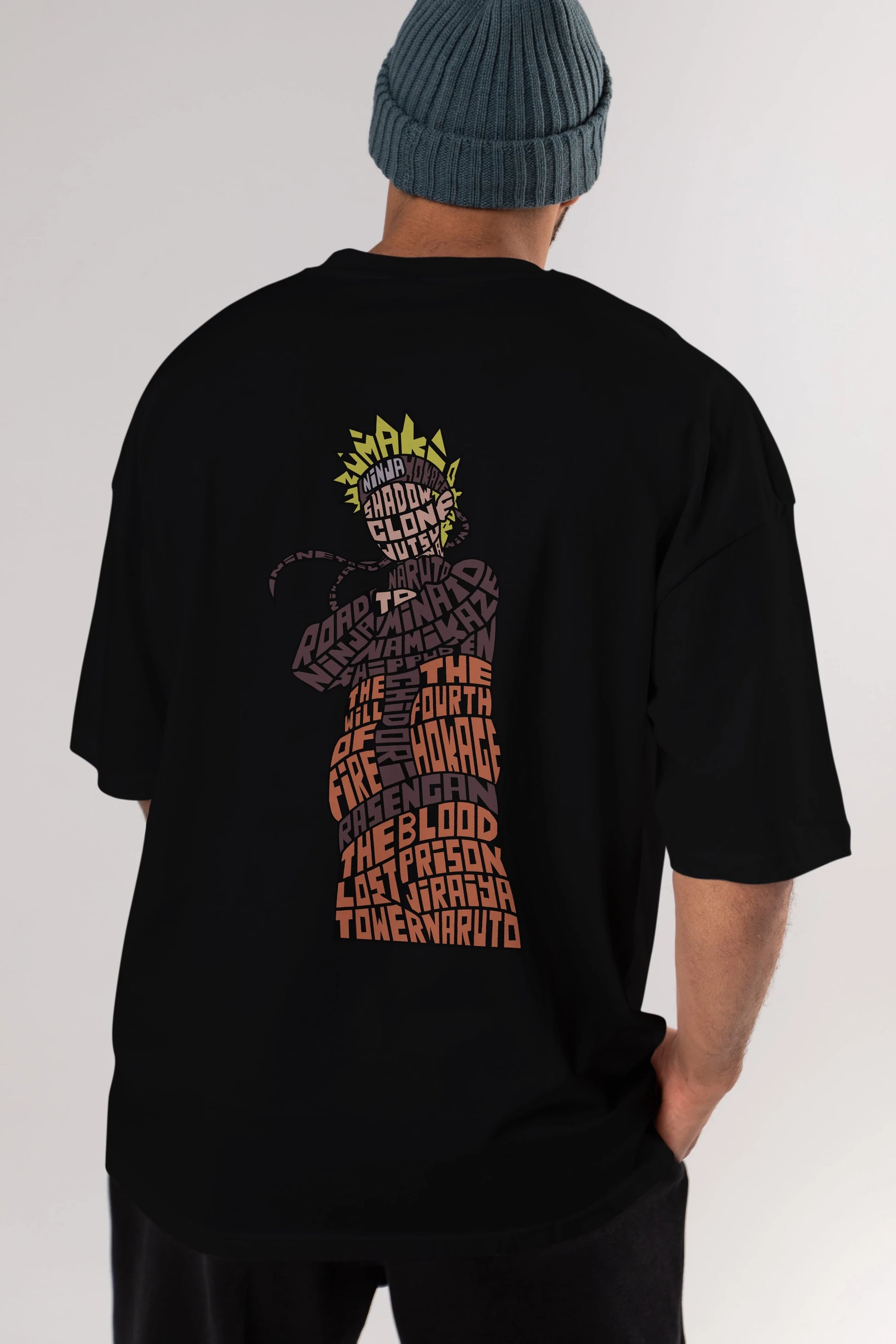 Rasengan Arka Baskılı Oversize t-shirt %100 pamuk Erkek Kadın Unisex