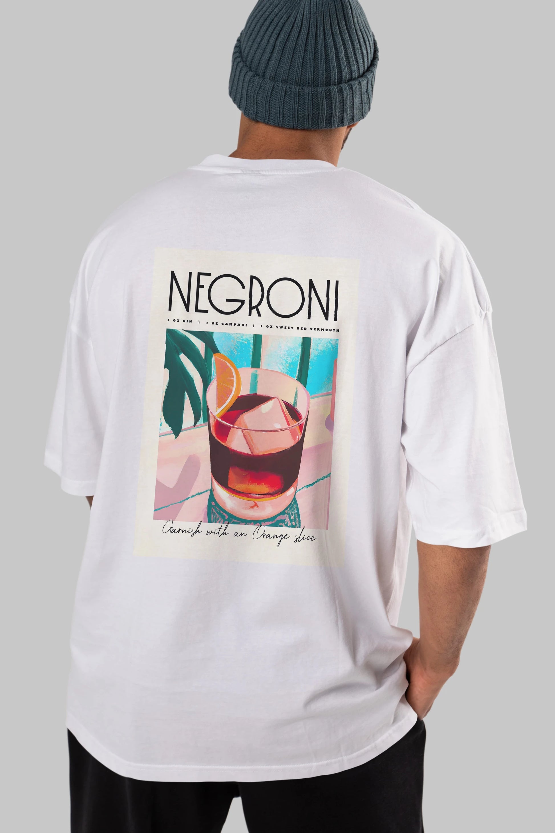 Negroni 4 Arka Baskılı Oversize t-shirt Erkek Kadın Unisex %100 Pamuk Bisiklet Yaka tişort
