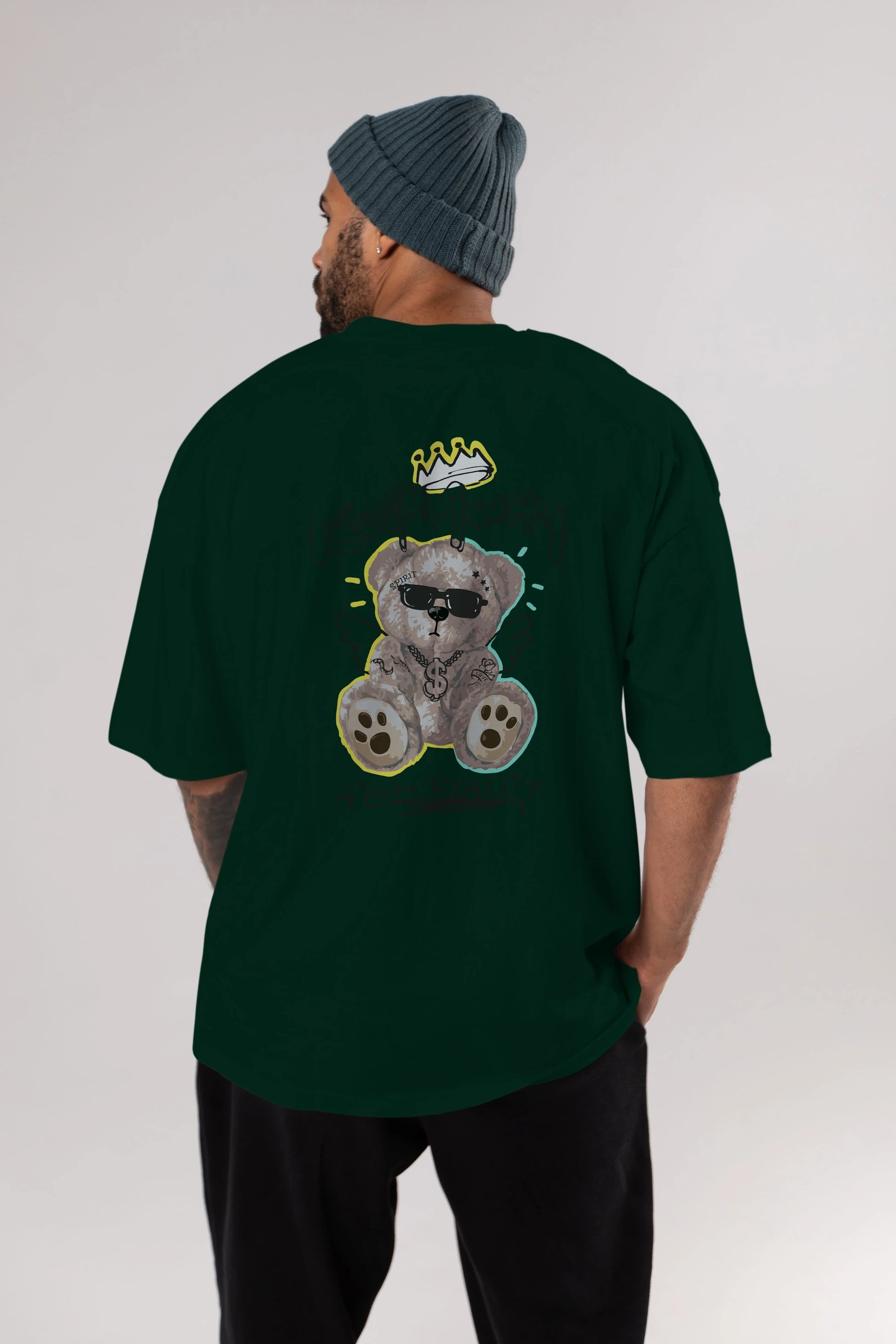 Keep Away Bear 2 Arka Baskılı Oversize t-shirt Erkek Kadın Unisex