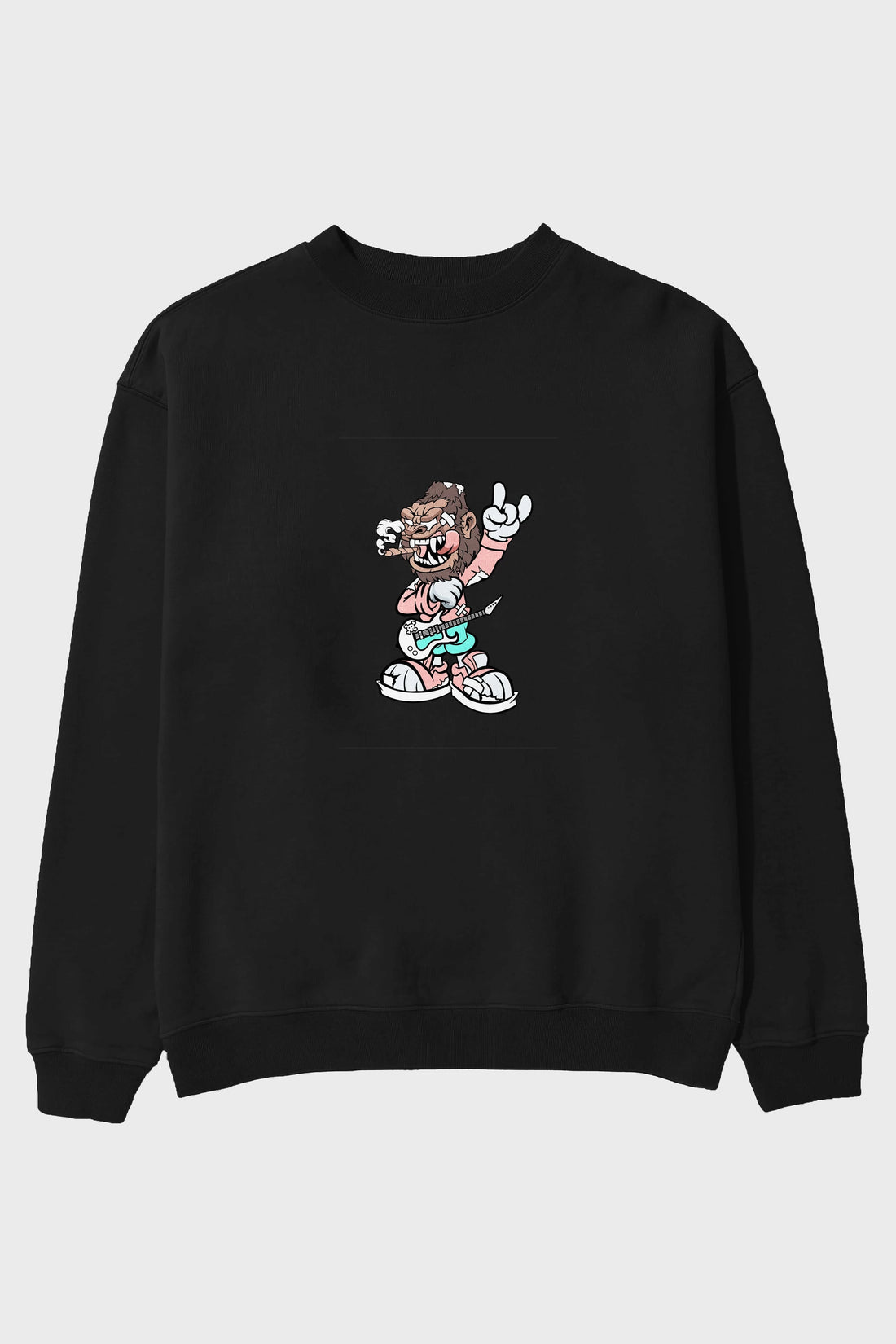 Gorilla Rockstar Ön Baskılı Oversize Sweatshirt Erkek Kadın Unisex