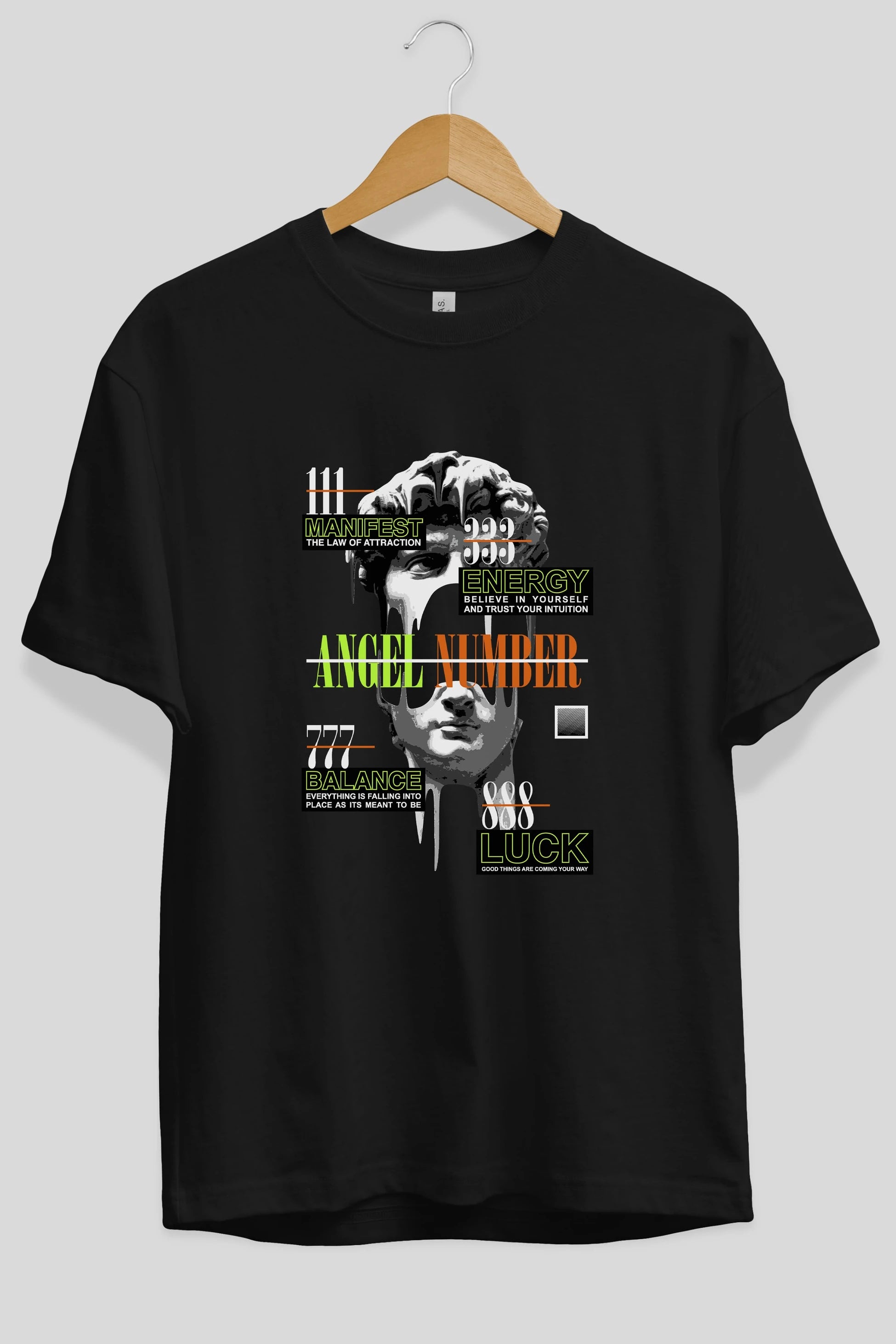 Angel Number Ön Baskılı Oversize t-shirt Erkek Kadın Unisex