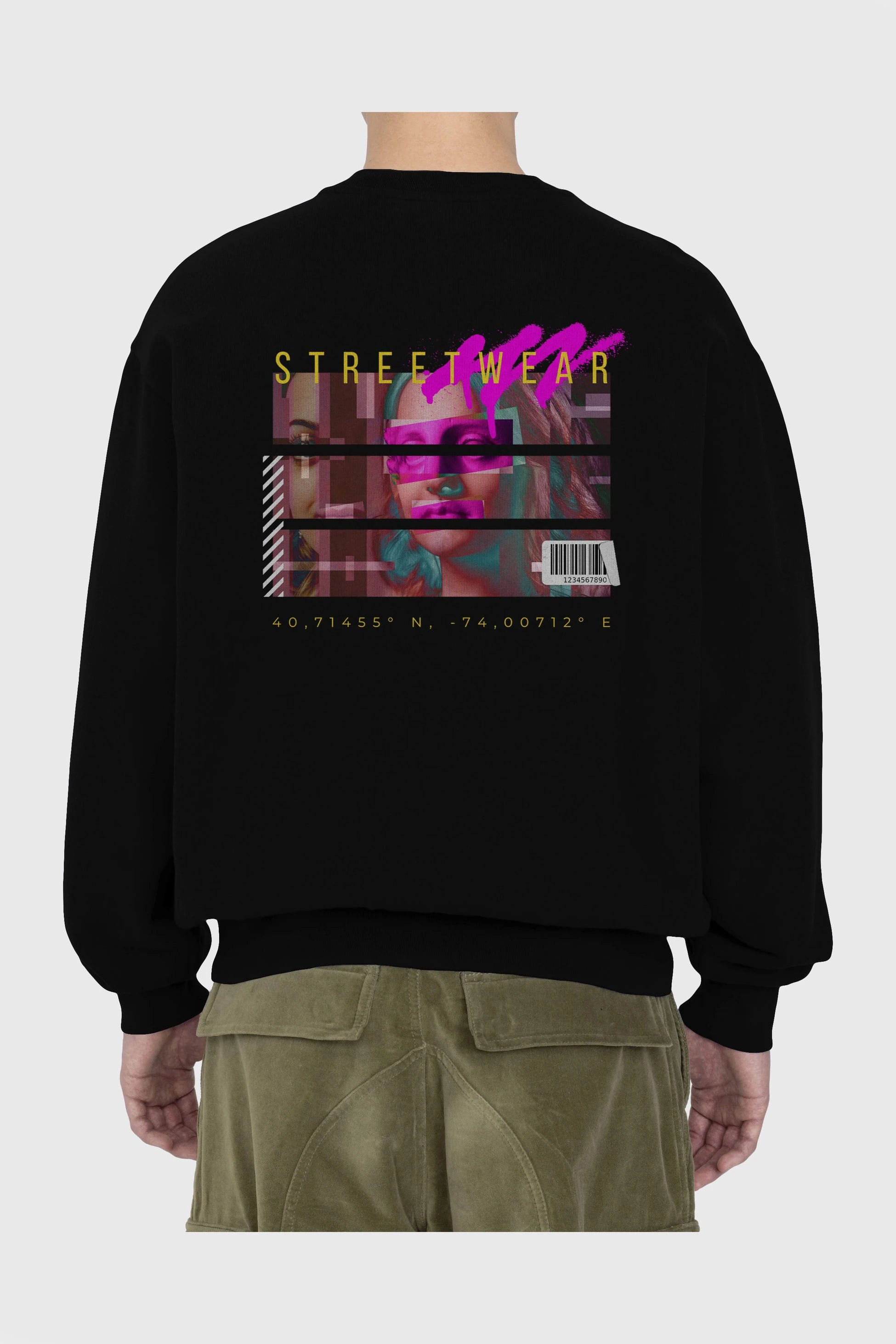 Futuristic Streetwear 2 Arka Baskılı Oversize Sweatshirt Erkek Kadın Unisex