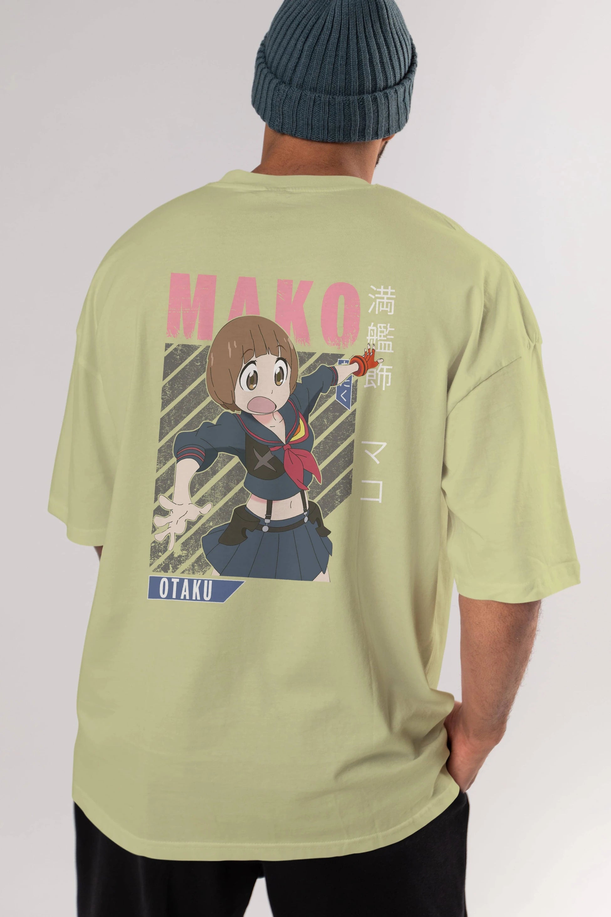 Mako Mankanshoku 2 Anime Arka Baskılı Oversize t-shirt Erkek Kadın Unisex