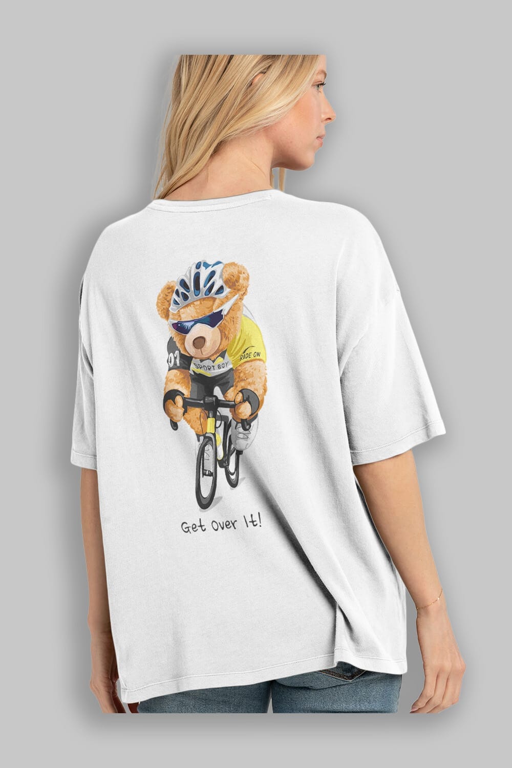 Teddy Bear Sport Boy Arka Baskılı Oversize t-shirt Erkek Kadın Unisex %100 Pamuk