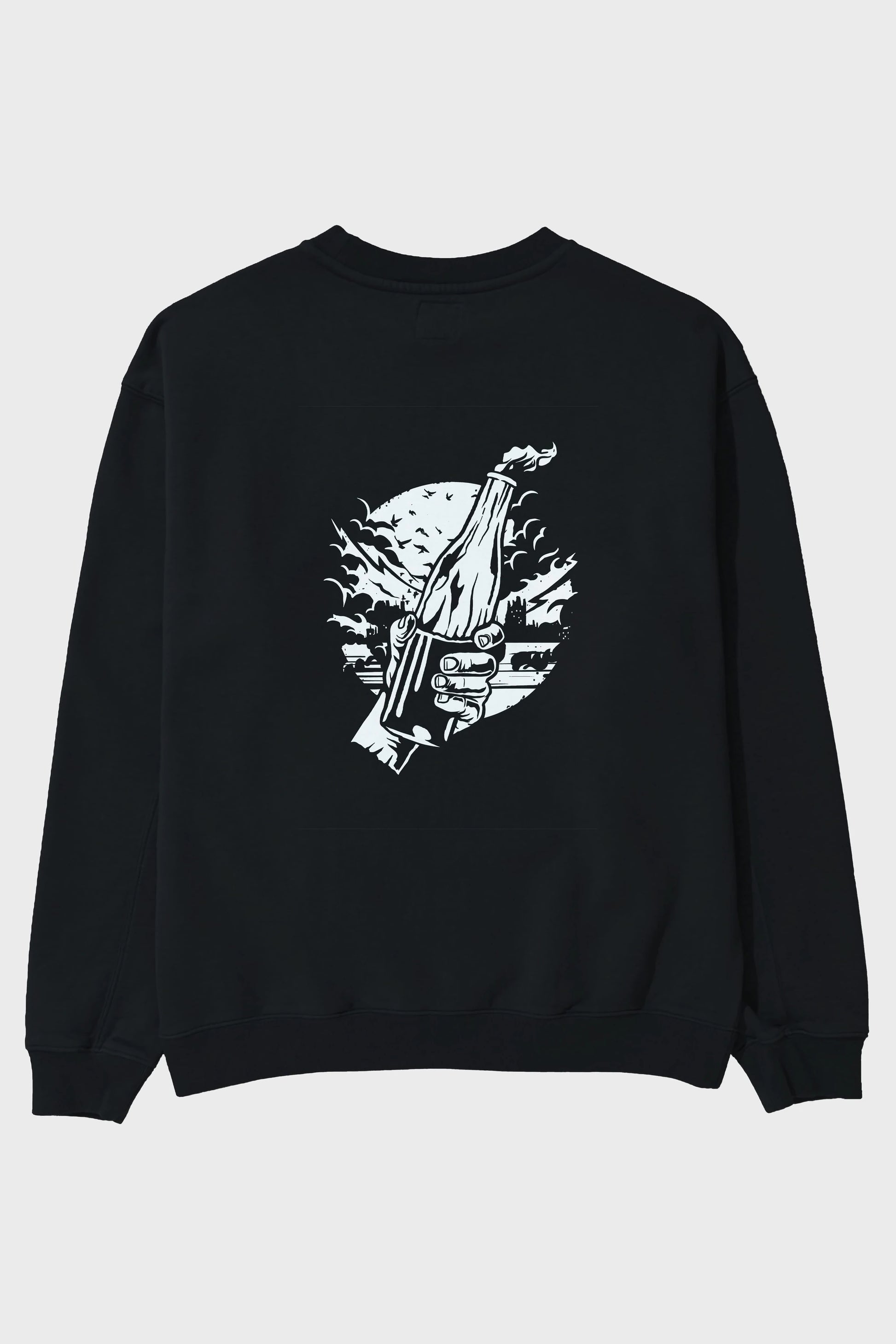 Molotov Cocktail Arka Baskılı Oversize Sweatshirt Erkek Kadın Unisex