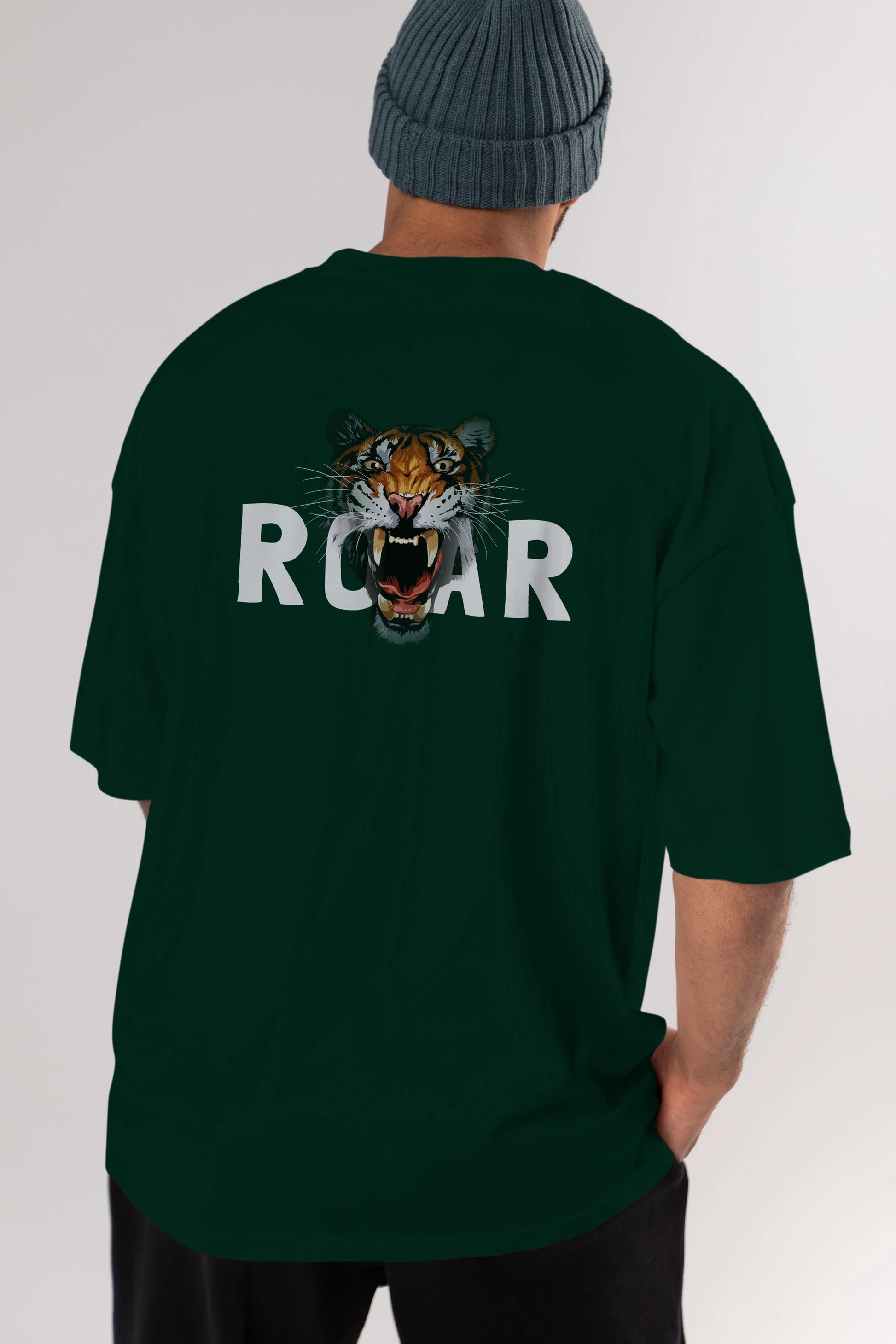 Teddy Bear Roar Arka Baskılı Oversize t-shirt Erkek Kadın Unisex %100 Pamuk