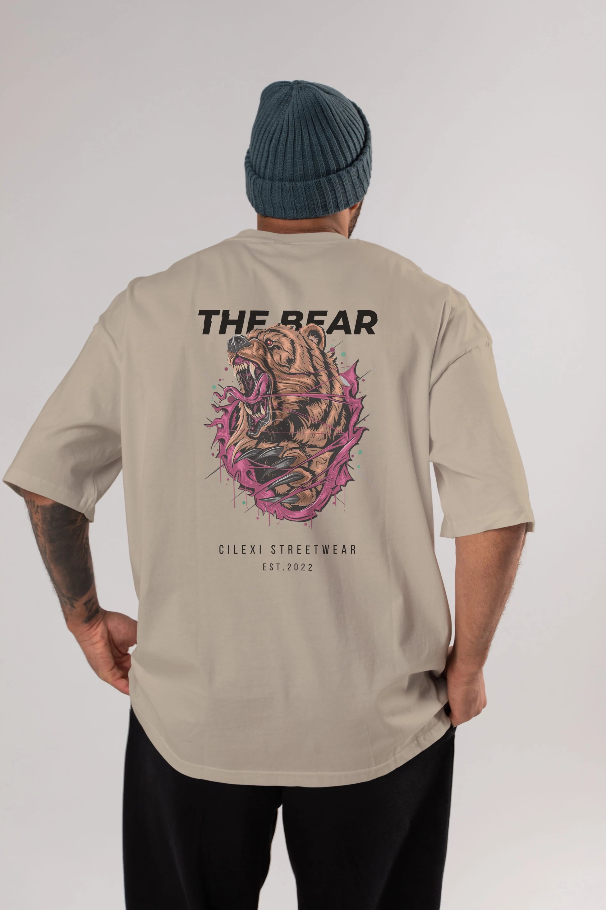 The Bear Arka Baskılı Oversize t-shirt Erkek Kadın Unisex