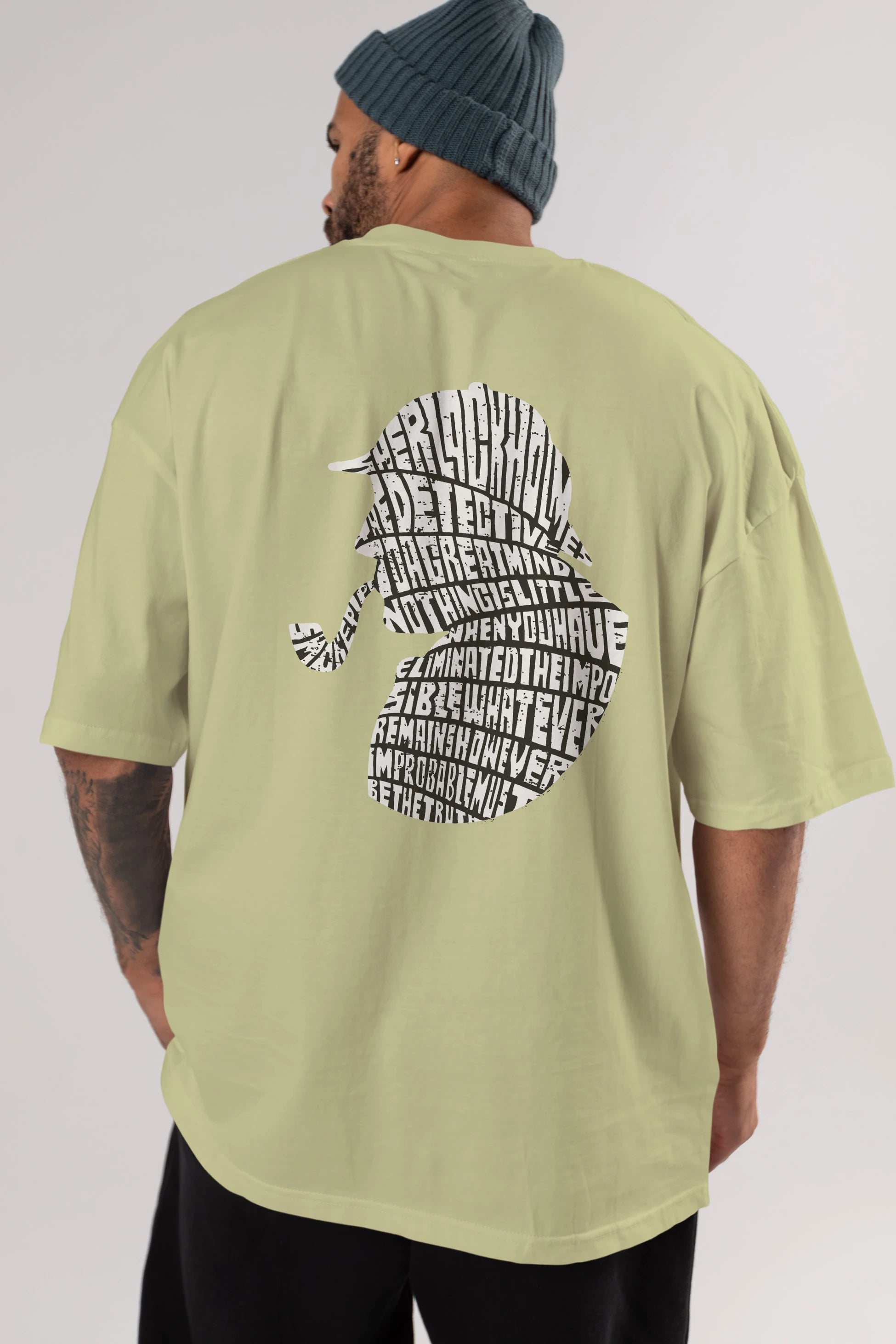 Holmes Arka Baskılı Oversize t-shirt %100 pamuk Erkek Kadın Unisex