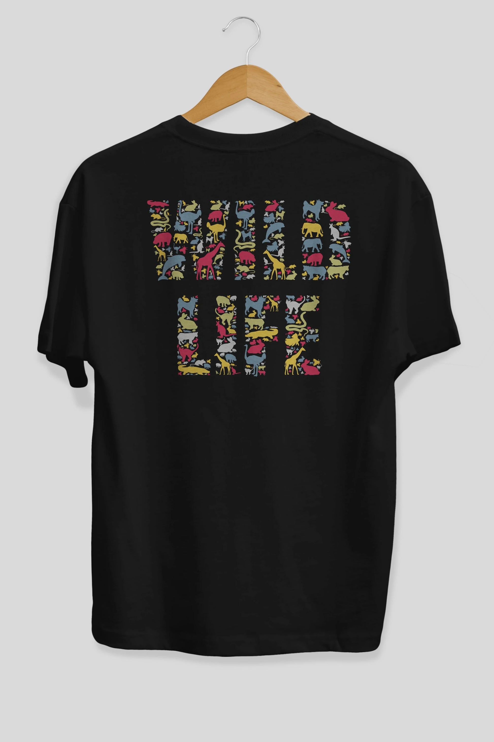 Wild Life Arka Baskılı Oversize t-shirt %100 pamuk Erkek Kadın Unisex