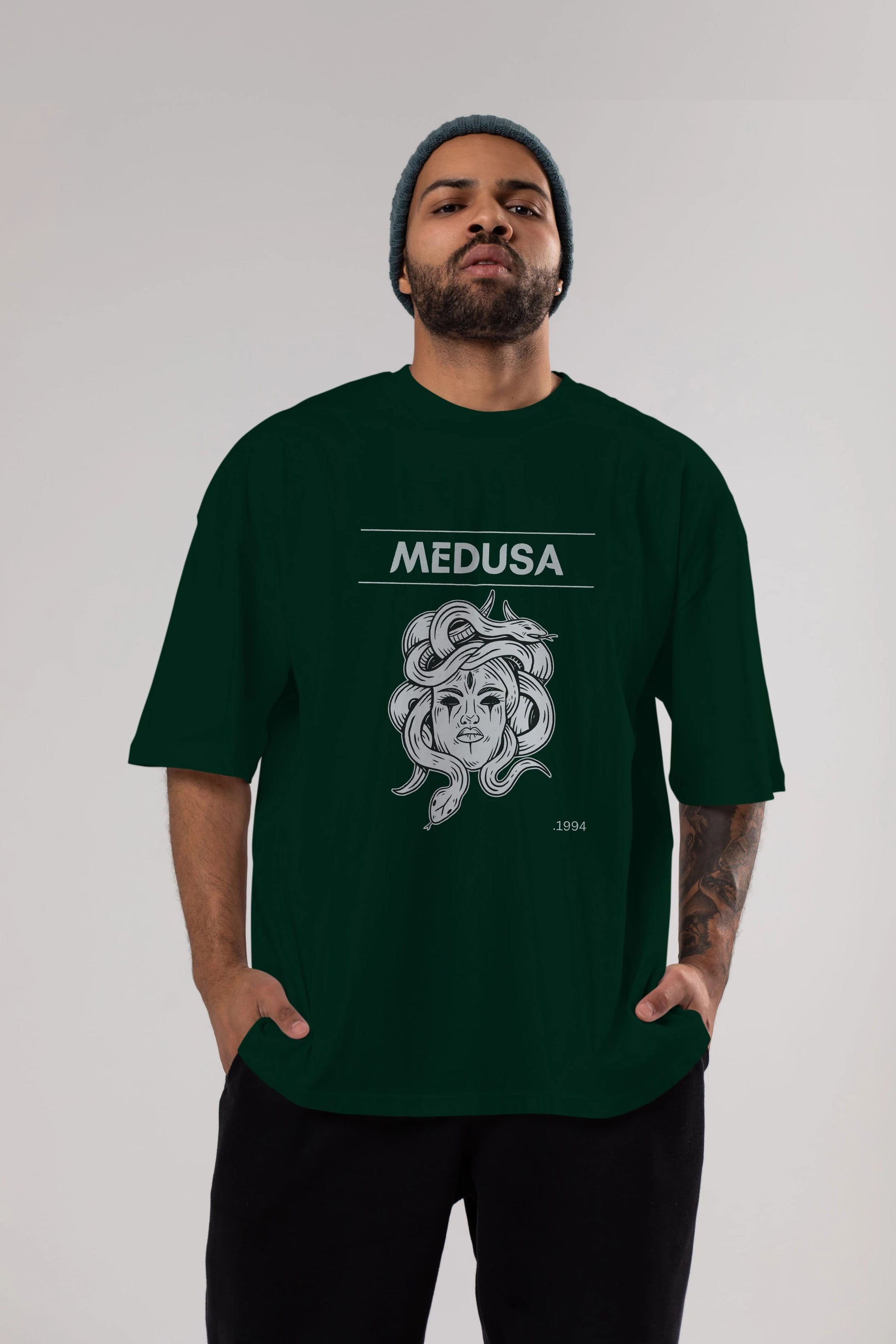 Medusa Ön Baskılı Oversize t-shirt Erkek Kadın Unisex