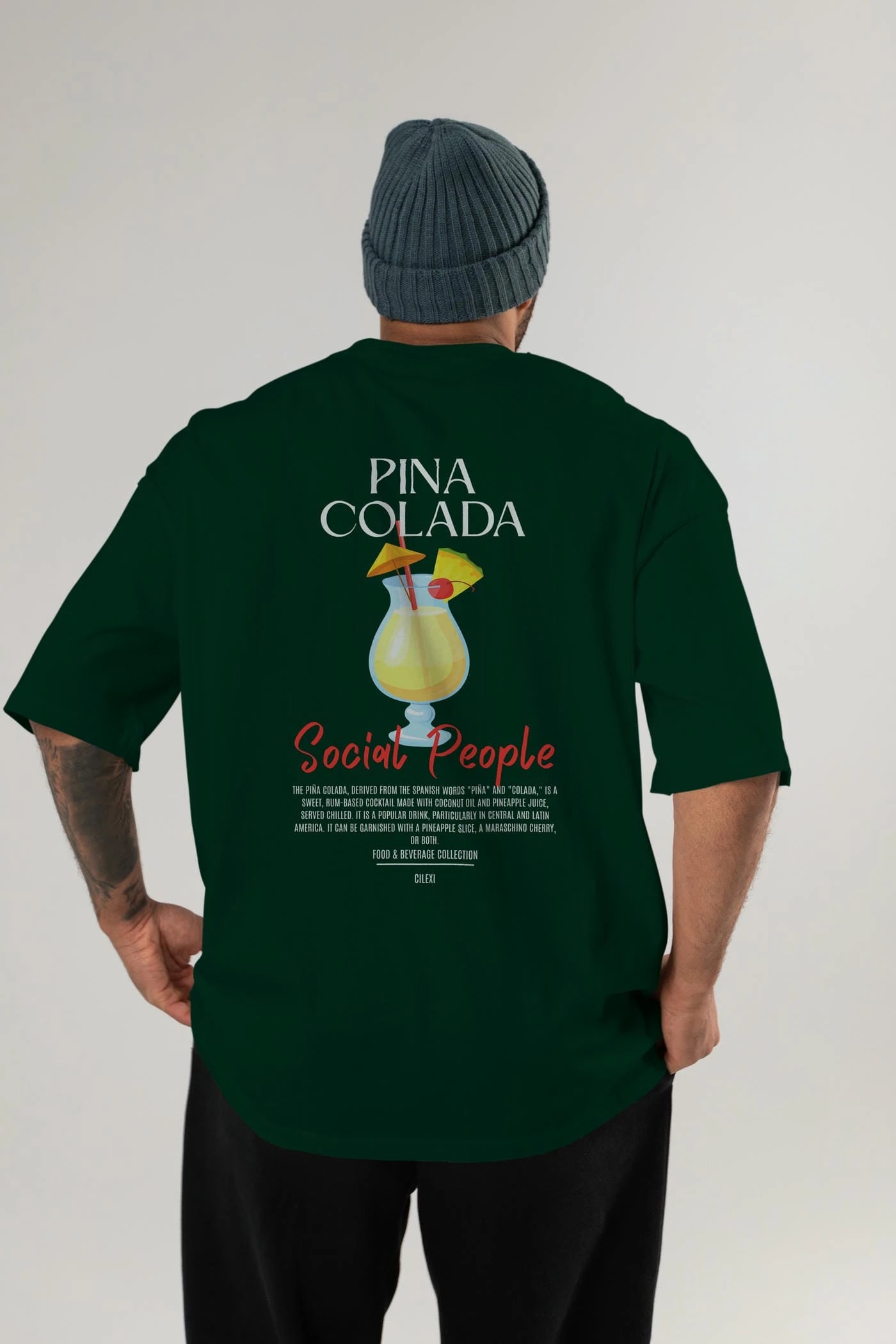 Pına Colada Kokteyl Serisi Baskılı Oversize t-shirt Erkek Kadın Unisex %100 Pamuk Bisiklet Yaka tişort