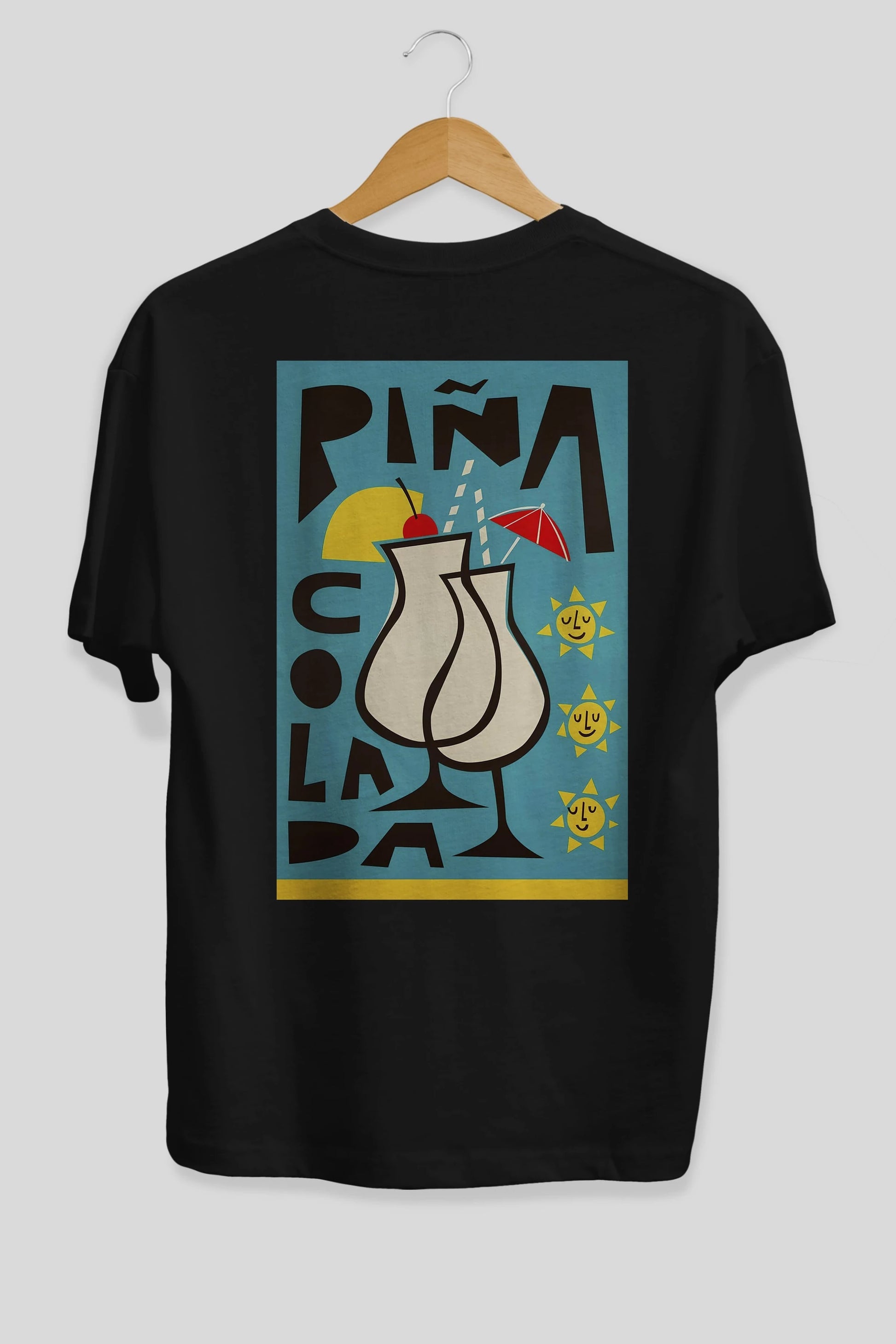 Pina Colada 4 Arka Baskılı Oversize t-shirt Erkek Kadın Unisex %100 Pamuk Bisiklet Yaka tişort