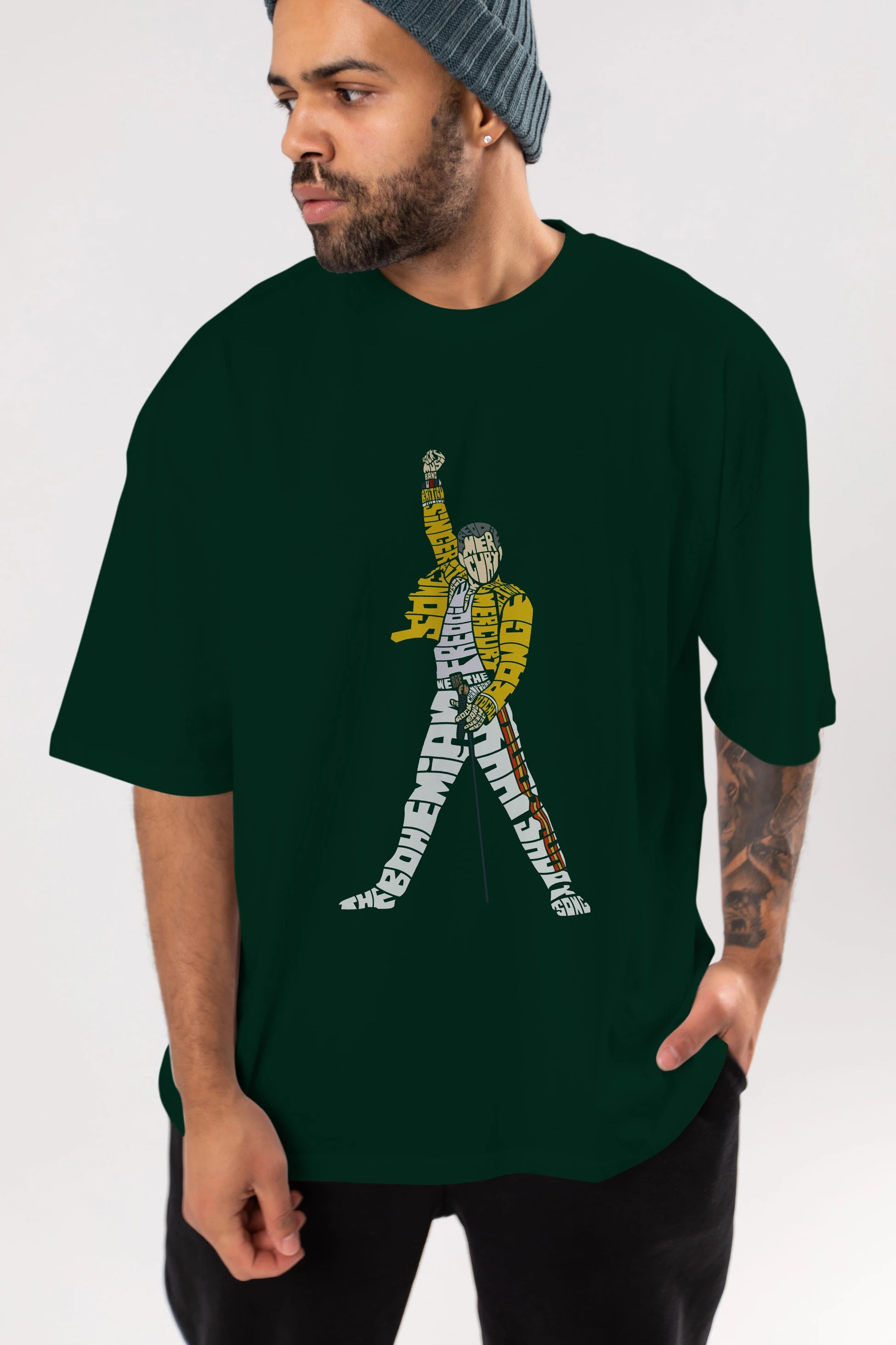 Freddy Mercury Ön Baskılı Oversize t-shirt %100 pamuk Erkek Kadın Unisex