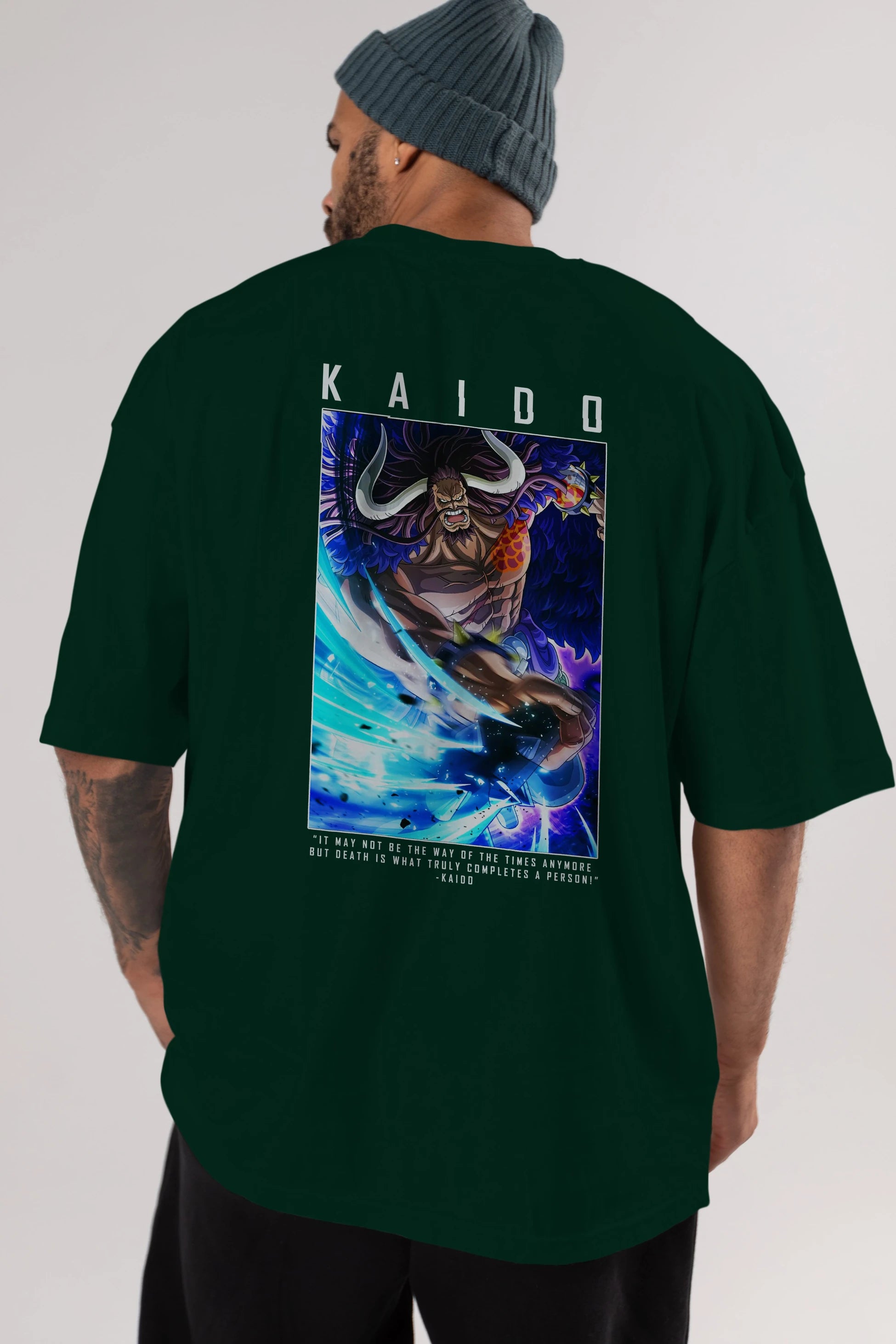 Kaido 2 Anime Arka Baskılı Oversize t-shirt Erkek Kadın Unisex %100 pamuk tişort