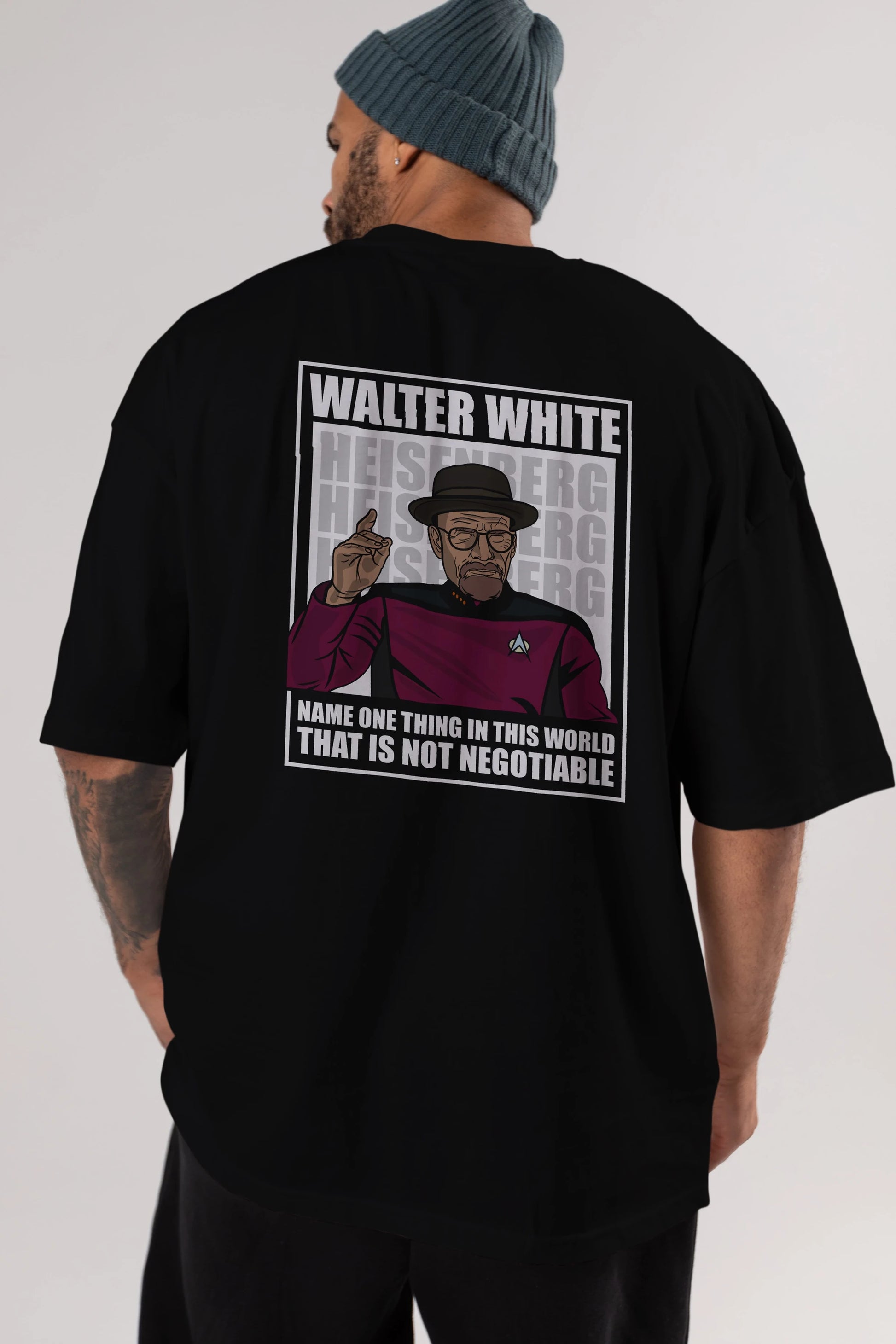 Captain Pixard Heisenberg Arka Baskılı Oversize t-shirt Erkek Kadın Unisex %100 Pamuk tişort