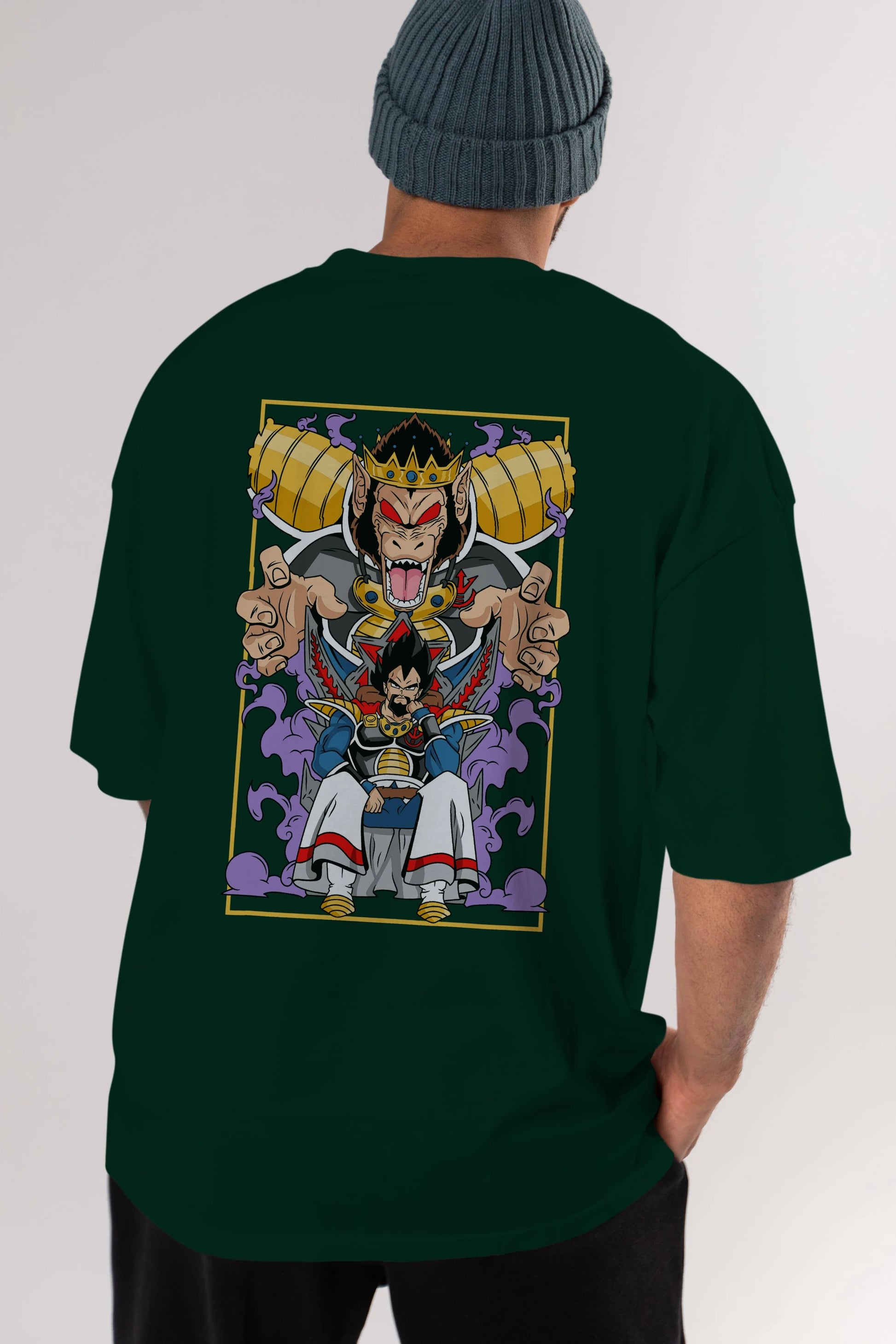 DragonBall ReyVegeta Anime Arka Baskılı Oversize t-shirt Erkek Kadın Unisex