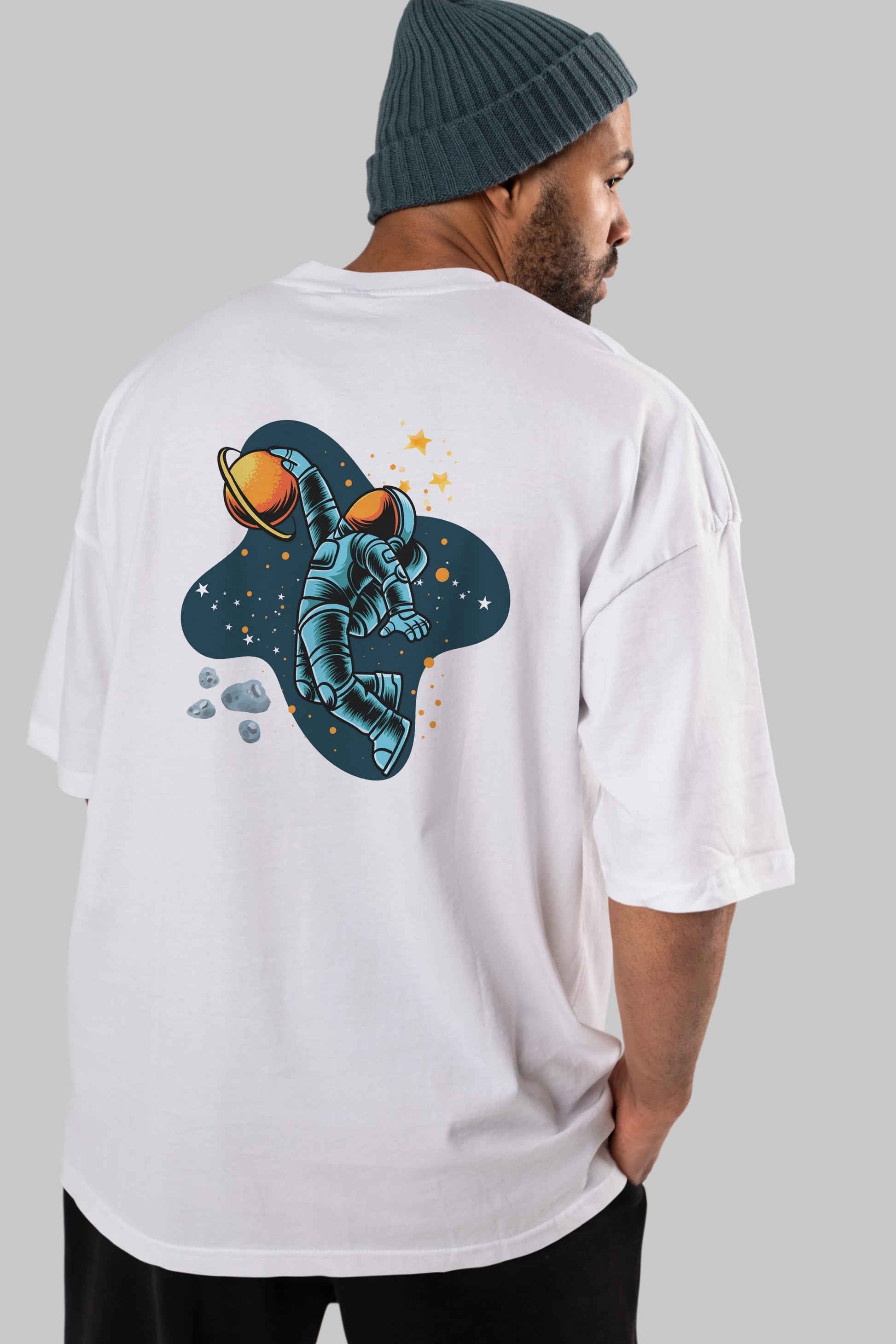 Astronot Basketbol Arka Baskılı Oversize t-shirt Erkek Kadın Unisex