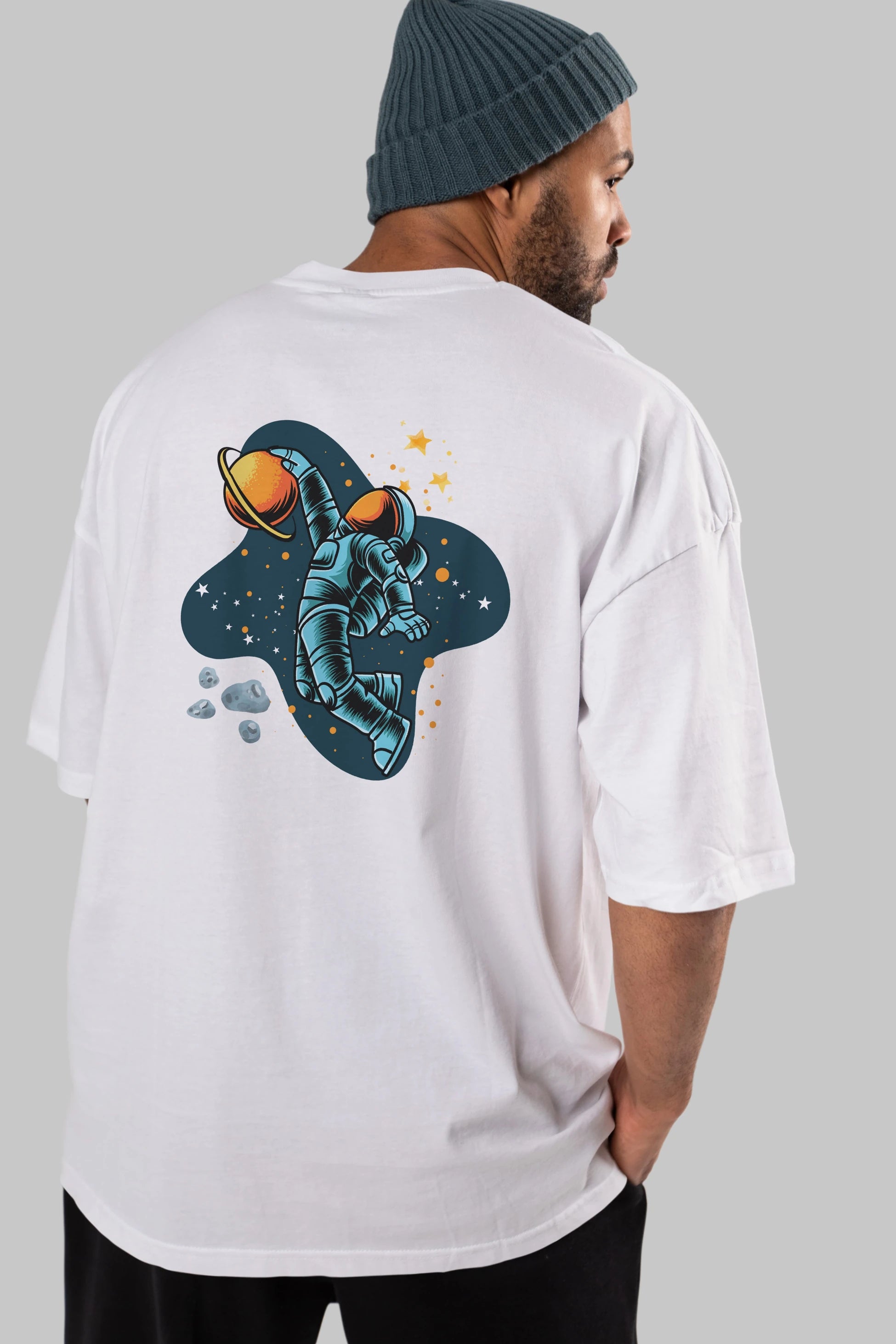 Astronot Basketbol Arka Baskılı Oversize t-shirt Erkek Kadın Unisex