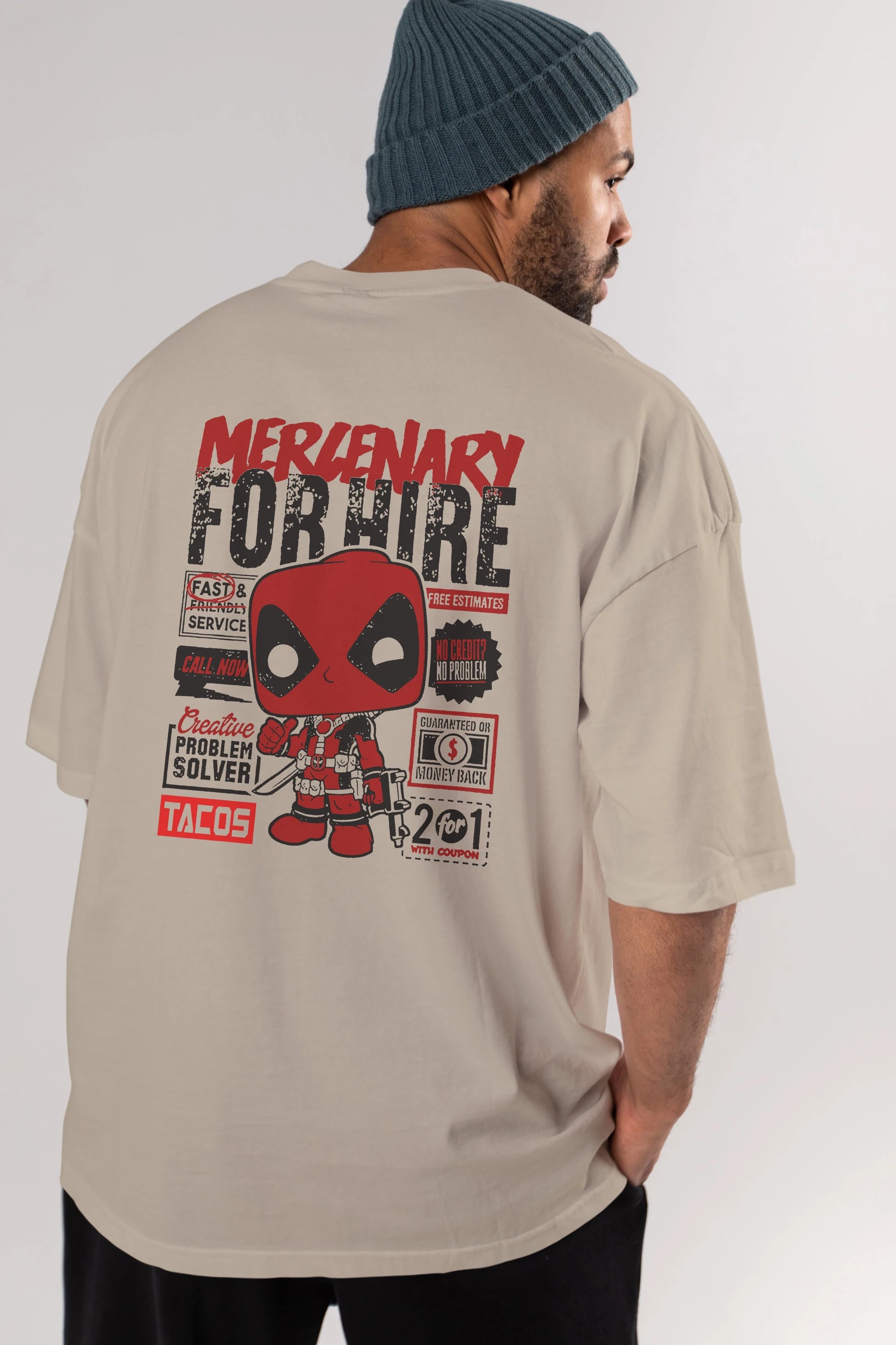 Deadpool (18) Arka Baskılı Oversize t-shirt Erkek Kadın Unisex %100 Pamuk Bisiklet Yaka tişort