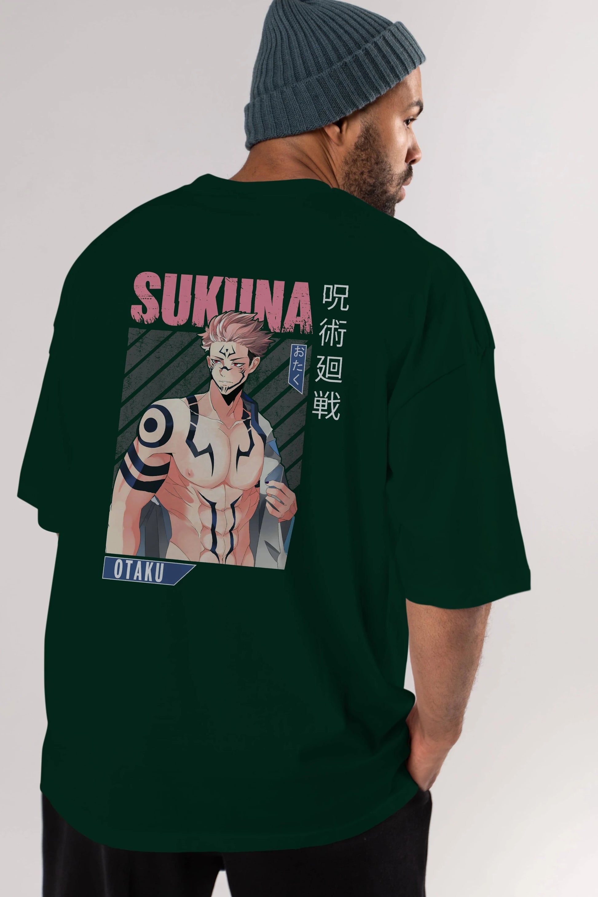 Sukuna Ryoumen 1 Anime Arka Baskılı Oversize t-shirt Erkek Kadın Unisex