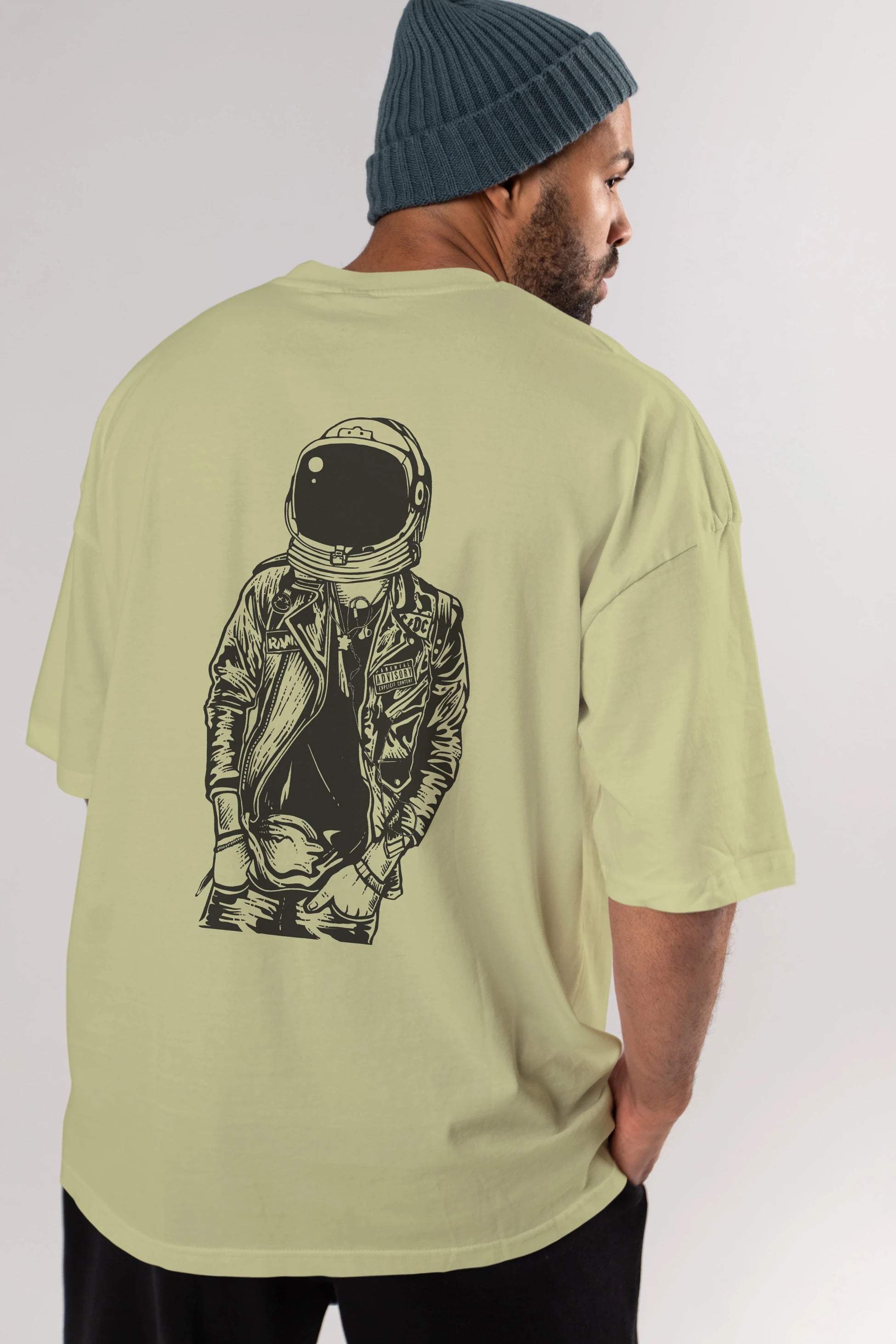 Astronaut Punkster Arka Baskılı Oversize t-shirt Erkek Kadın Unisex %100 Pamuk