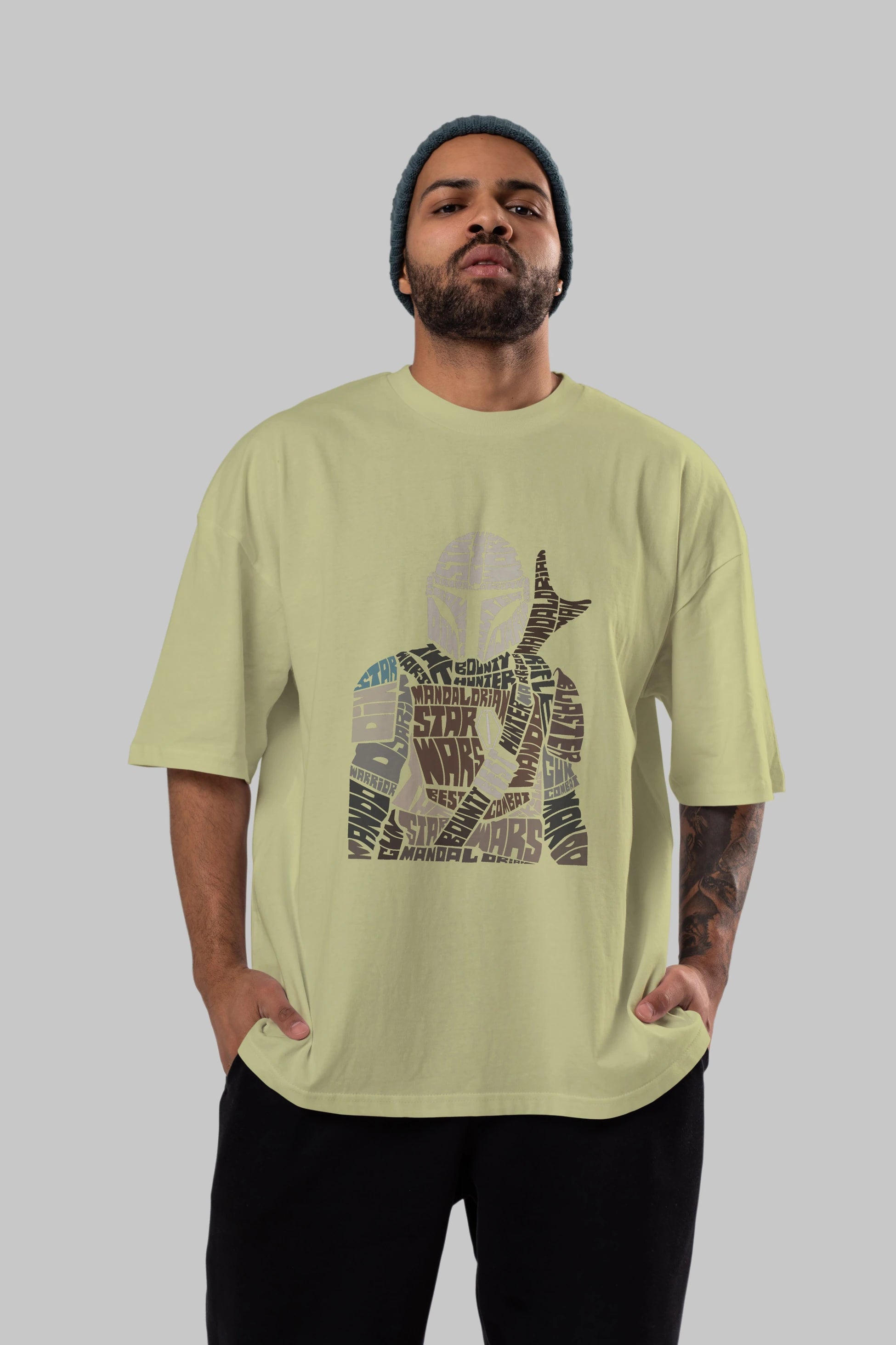 Mandalorian Ön Baskılı Oversize t-shirt %100 pamuk Erkek Kadın Unisex