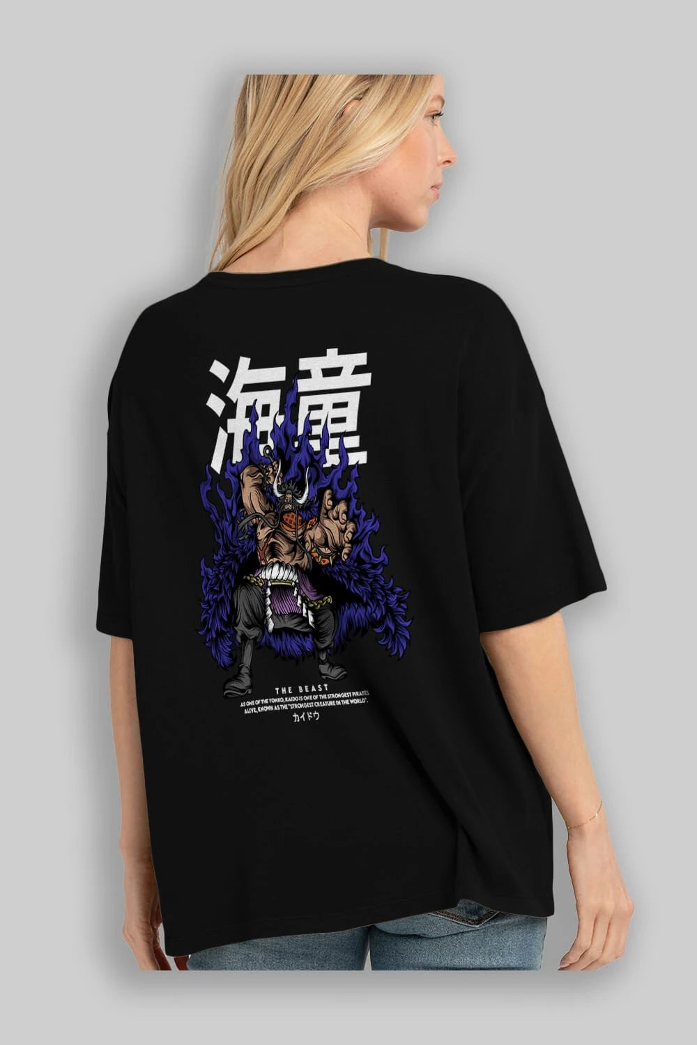 Kaido Anime Arka Baskılı Oversize t-shirt Erkek Kadın Unisex