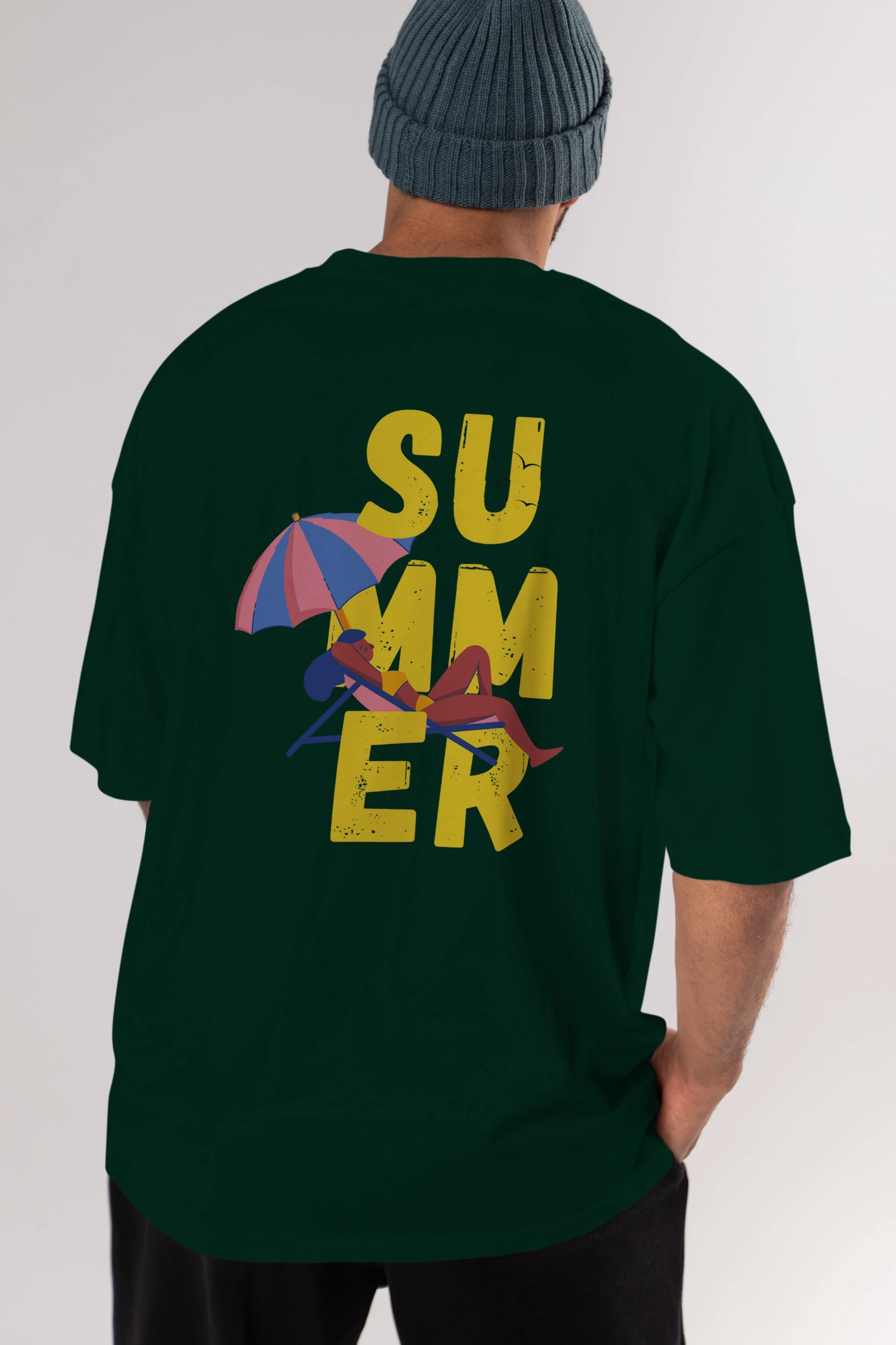 Summer Yazılı Arka Baskılı Oversize t-shirt Erkek Kadın Unisex