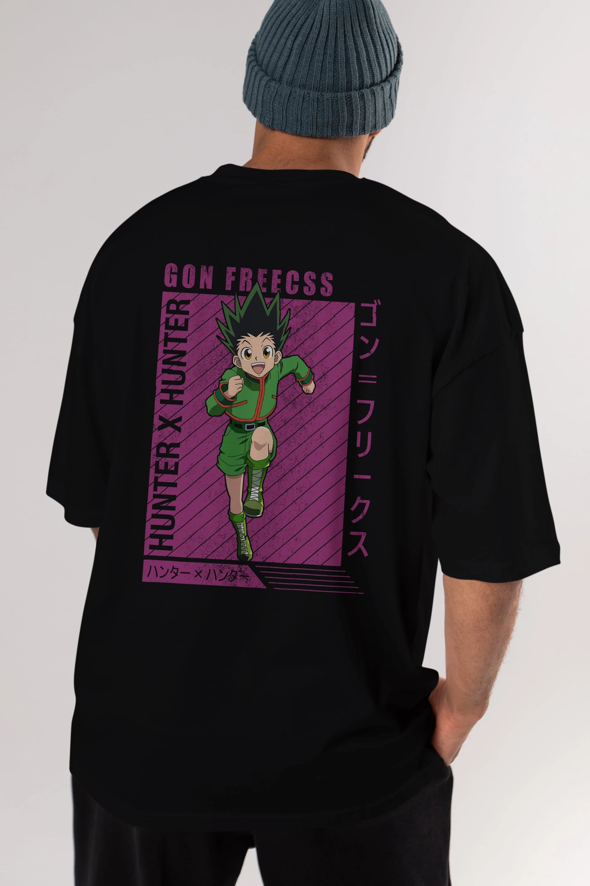 Gon Freecss HUNTER X HUNTER 3 Anime Arka Baskılı Oversize t-shirt Erkek Kadın Unisex