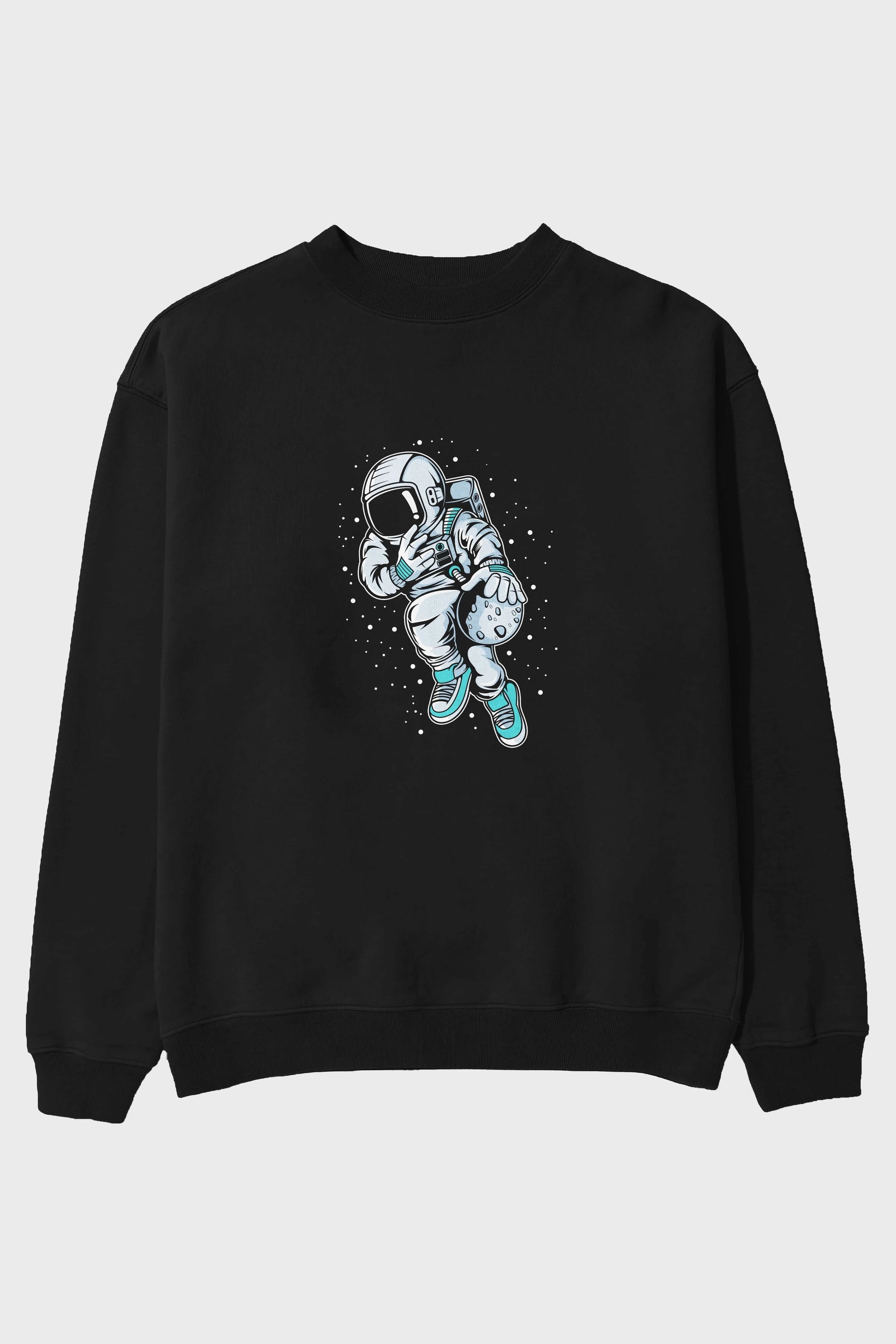 Astronaut Basketball (2) Ön Baskılı Oversize Sweatshirt Erkek Kadın Unisex