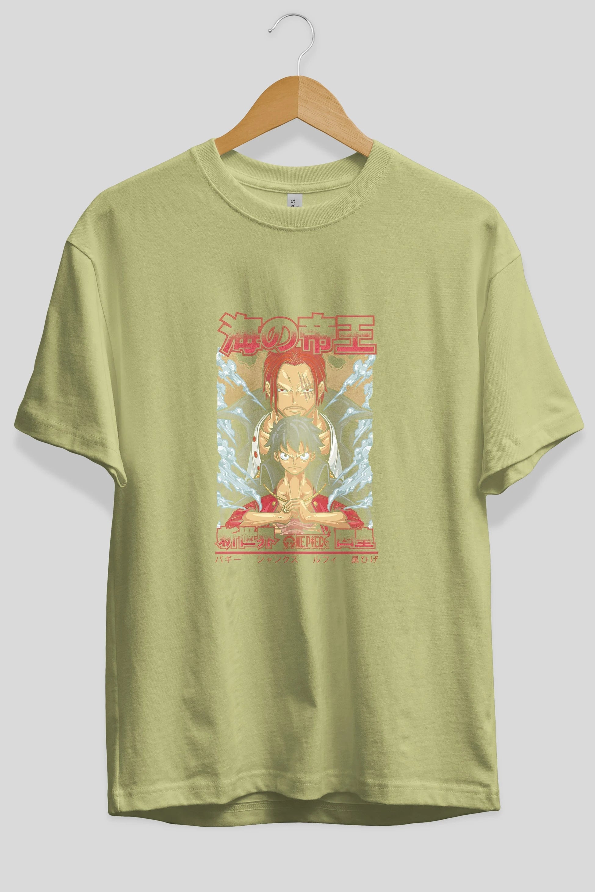 MONKEY D. LUFF and SHANKS Anime Ön Baskılı Oversize t-shirt %100 pamuk Erkek Kadın Unisex
