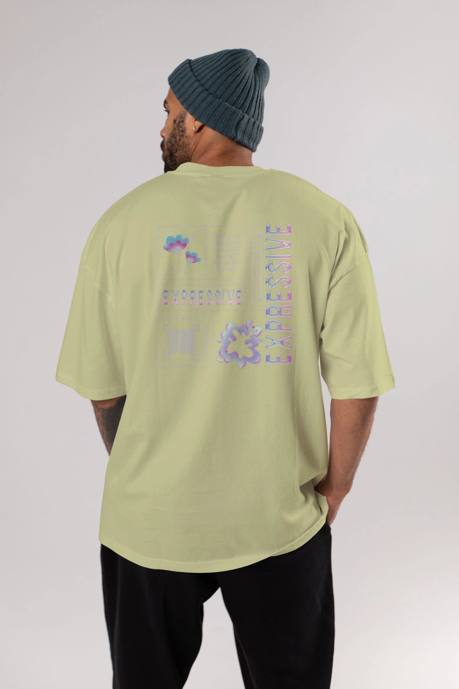 Expressive Streetwear Arka Baskılı Oversize t-shirt Erkek Kadın Unisex