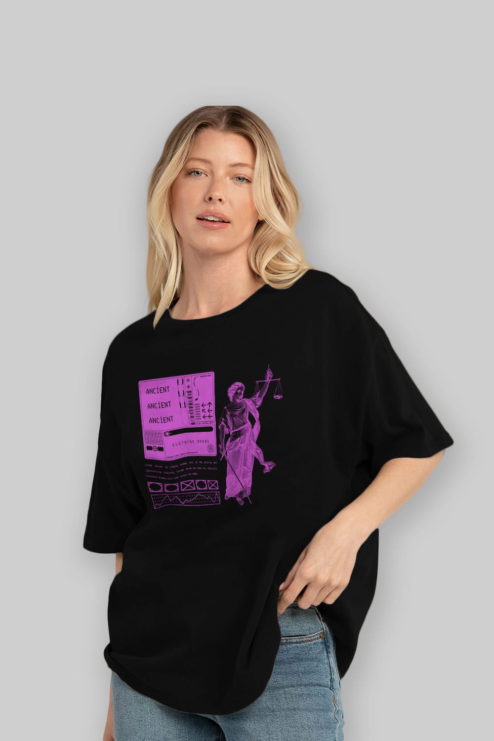 Ancient Streetwear Ön Baskılı Oversize t-shirt Erkek Kadın Unisex