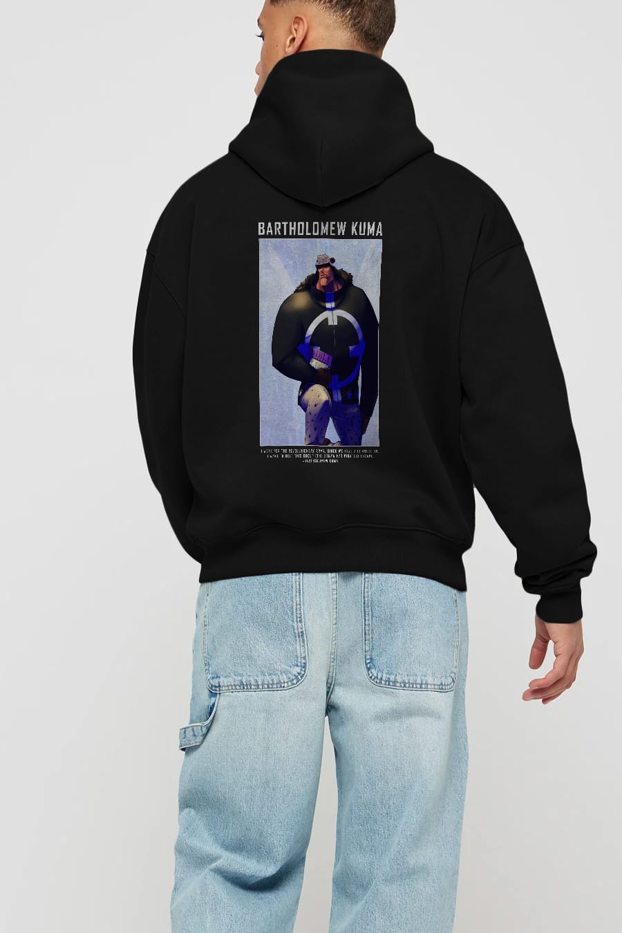 Bartholomew Kuma Anime Arka Baskılı Hoodie Oversize Kapüşonlu Sweatshirt Erkek Kadın Unisex