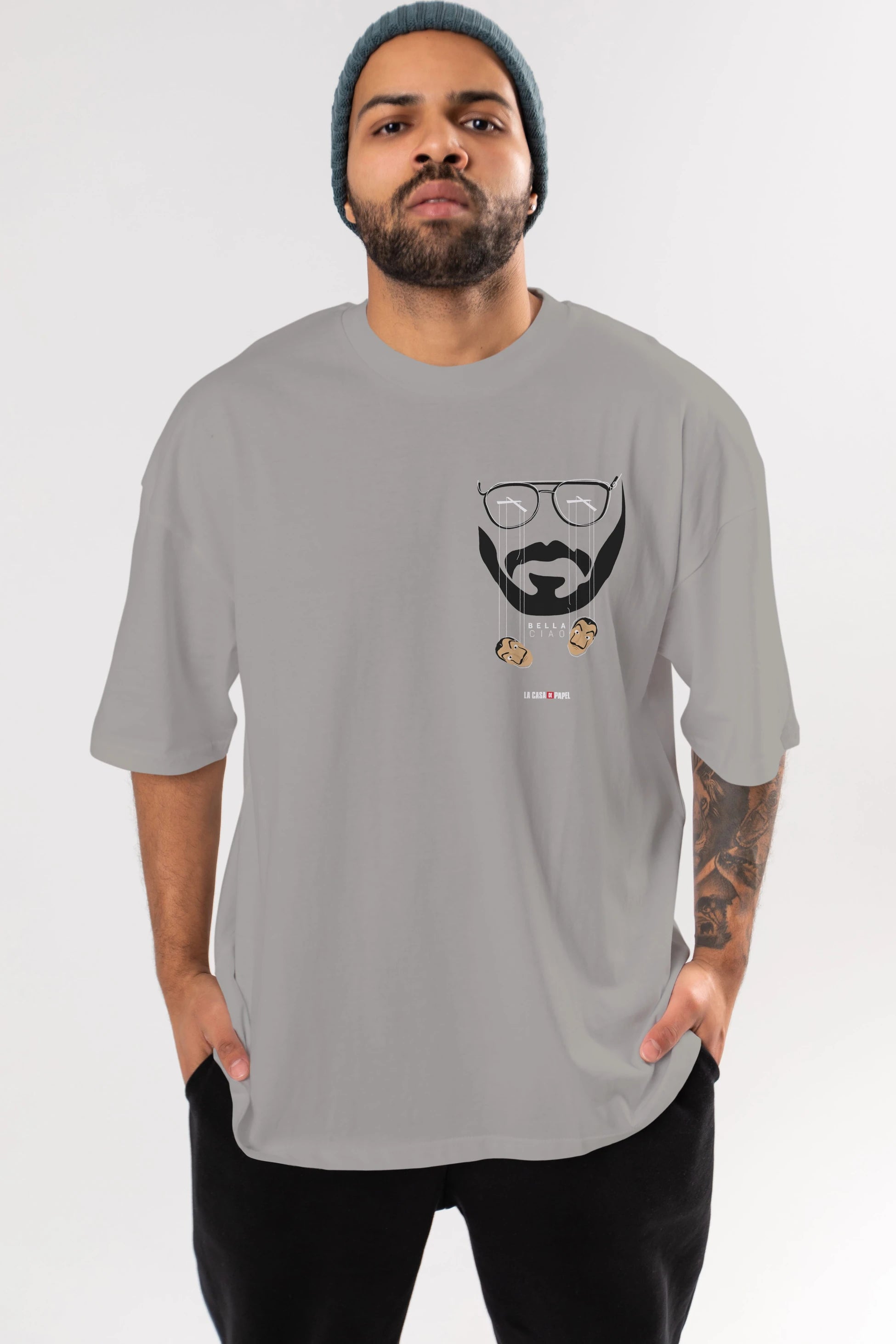 La Casa De Papel (11) Ön Sol Baskılı Oversize t-shirt Erkek Kadın Unisex %100 Pamuk Bisiklet Yaka tişort