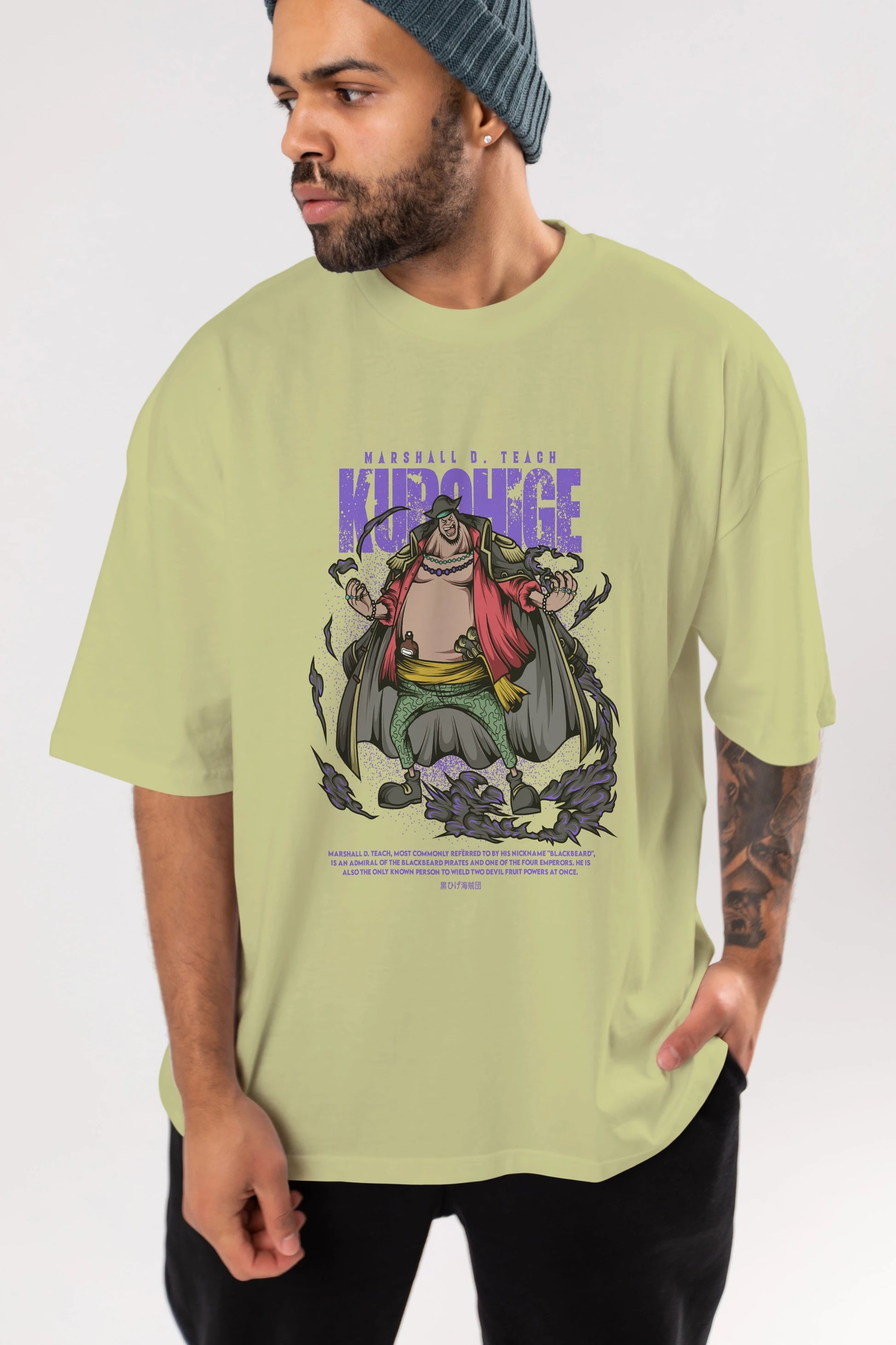 Marshall D. Teach Anime Ön Baskılı Oversize t-shirt %100 pamuk Erkek Kadın Unisex